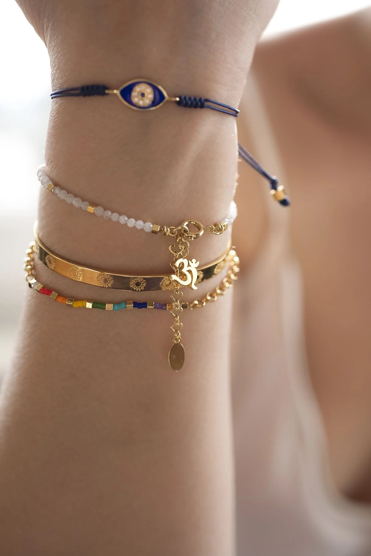 CHAKRA – Om & Evil Eye Layered Bracelet Set