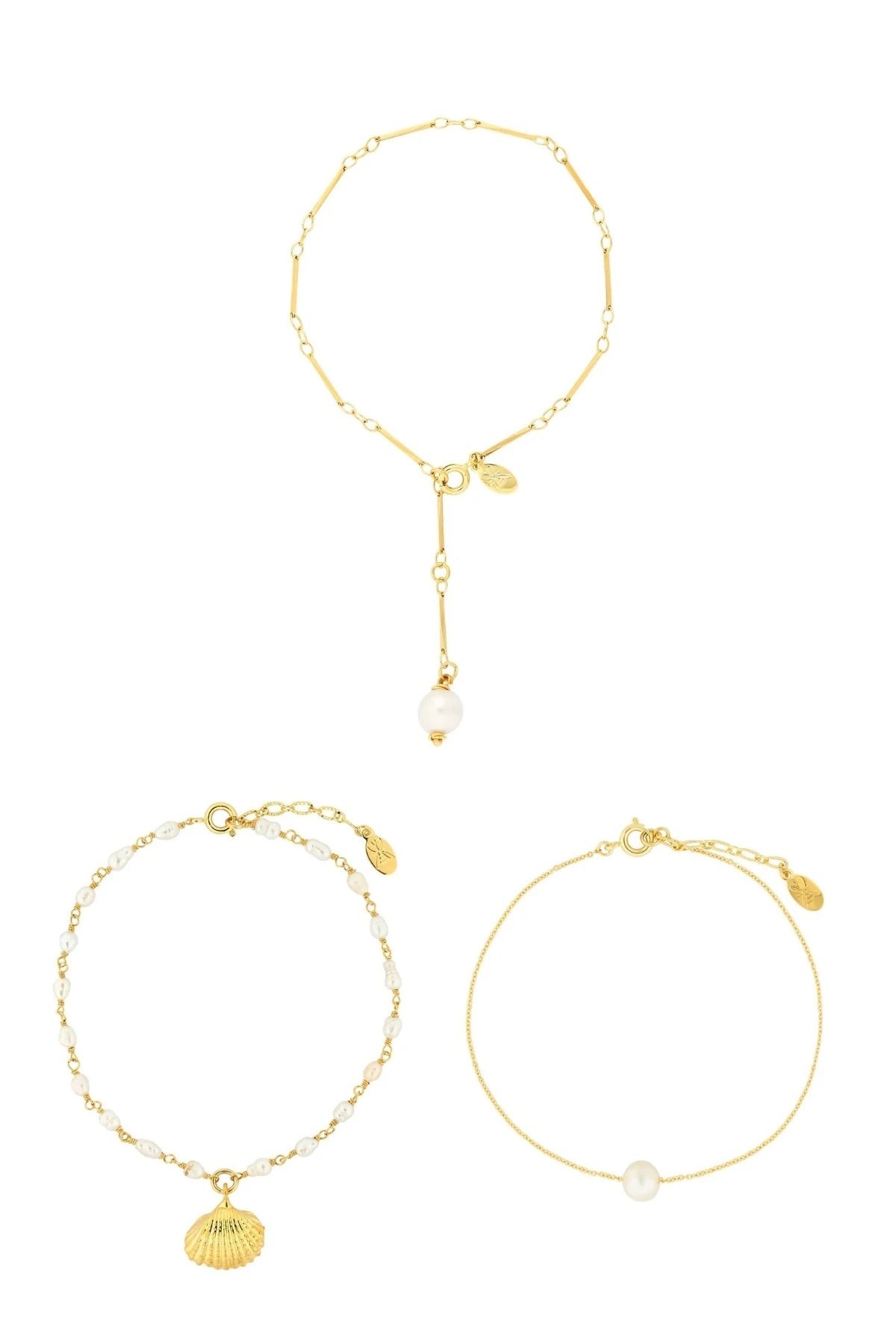 THAILAND – Pearl & Shell Gold Anklet Set