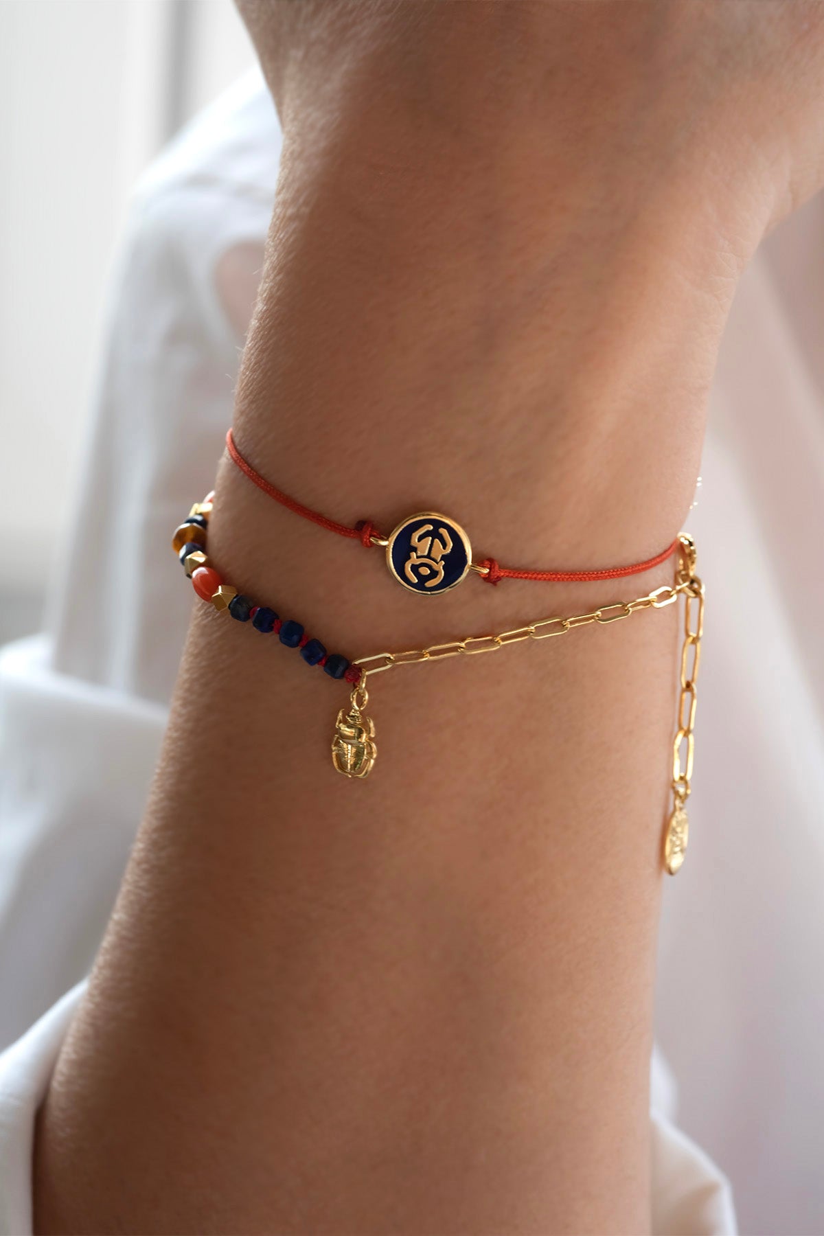 LUCKY BEE β Mini Scarab Gemstone Bracelet