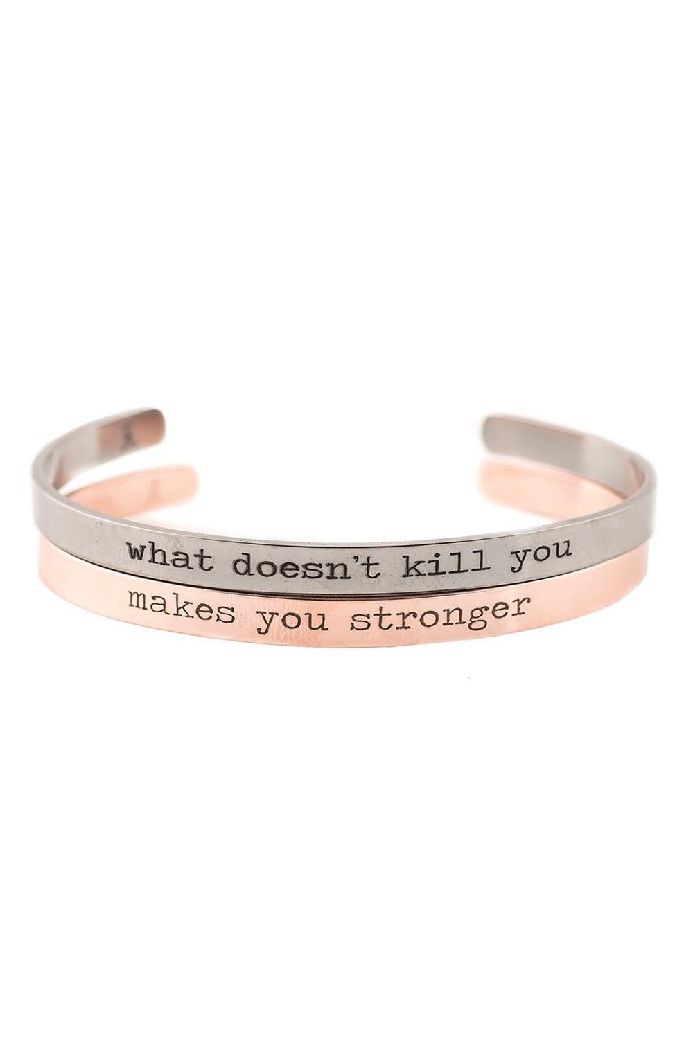 STRONGER - Set of Inspirational Cuff Bracelets