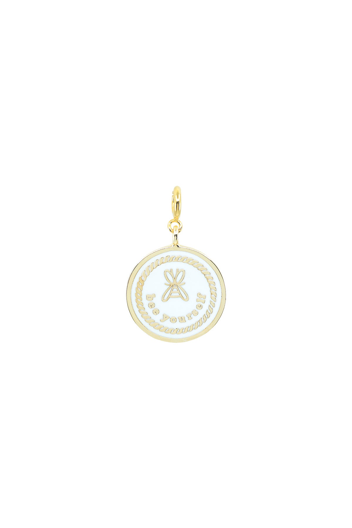 BEE YOURSELF - White Enamel Medallion