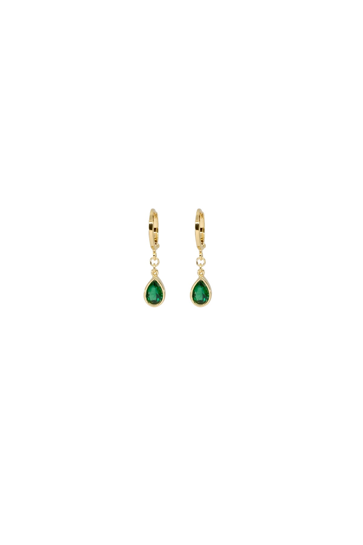 ANGELINA - Emerald - Huggie Earrings