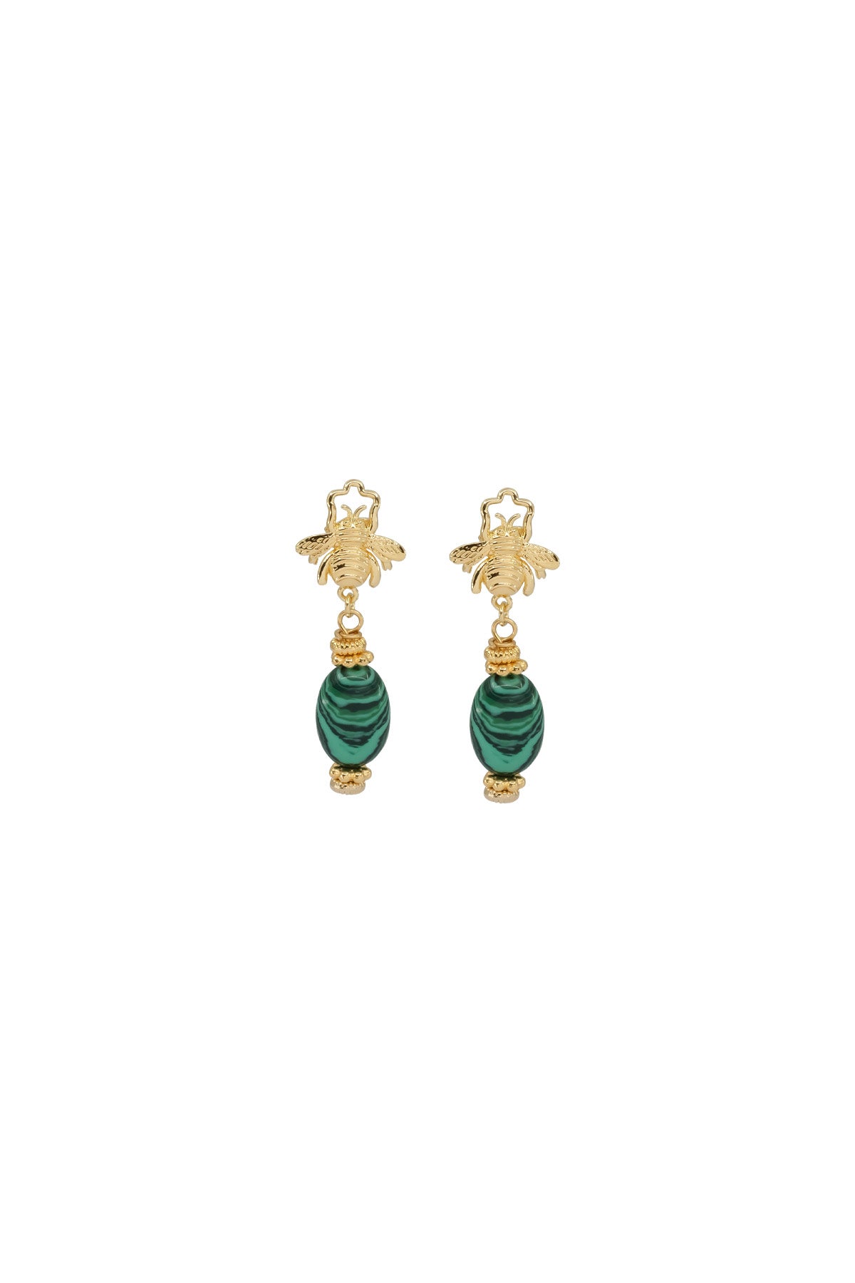 GREEN BUG – Malachite Beetle Earrings