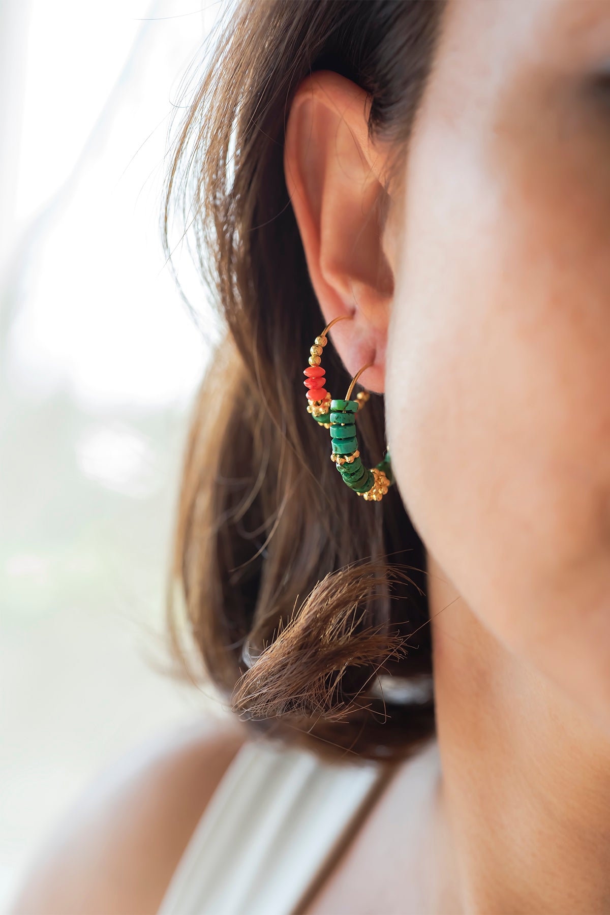 LENA - Turquoise Hoop Earrings