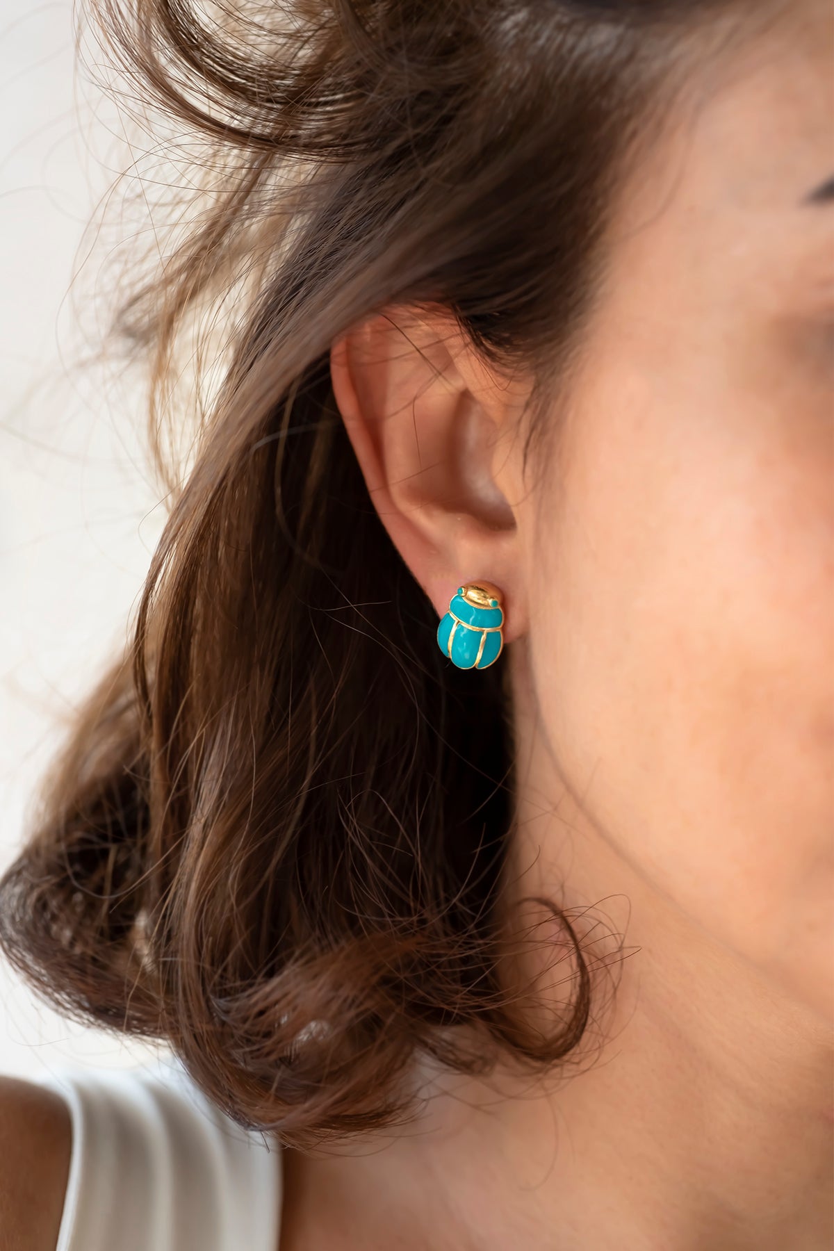 SCARABEE - AZURE - Scarab Stud Earrings