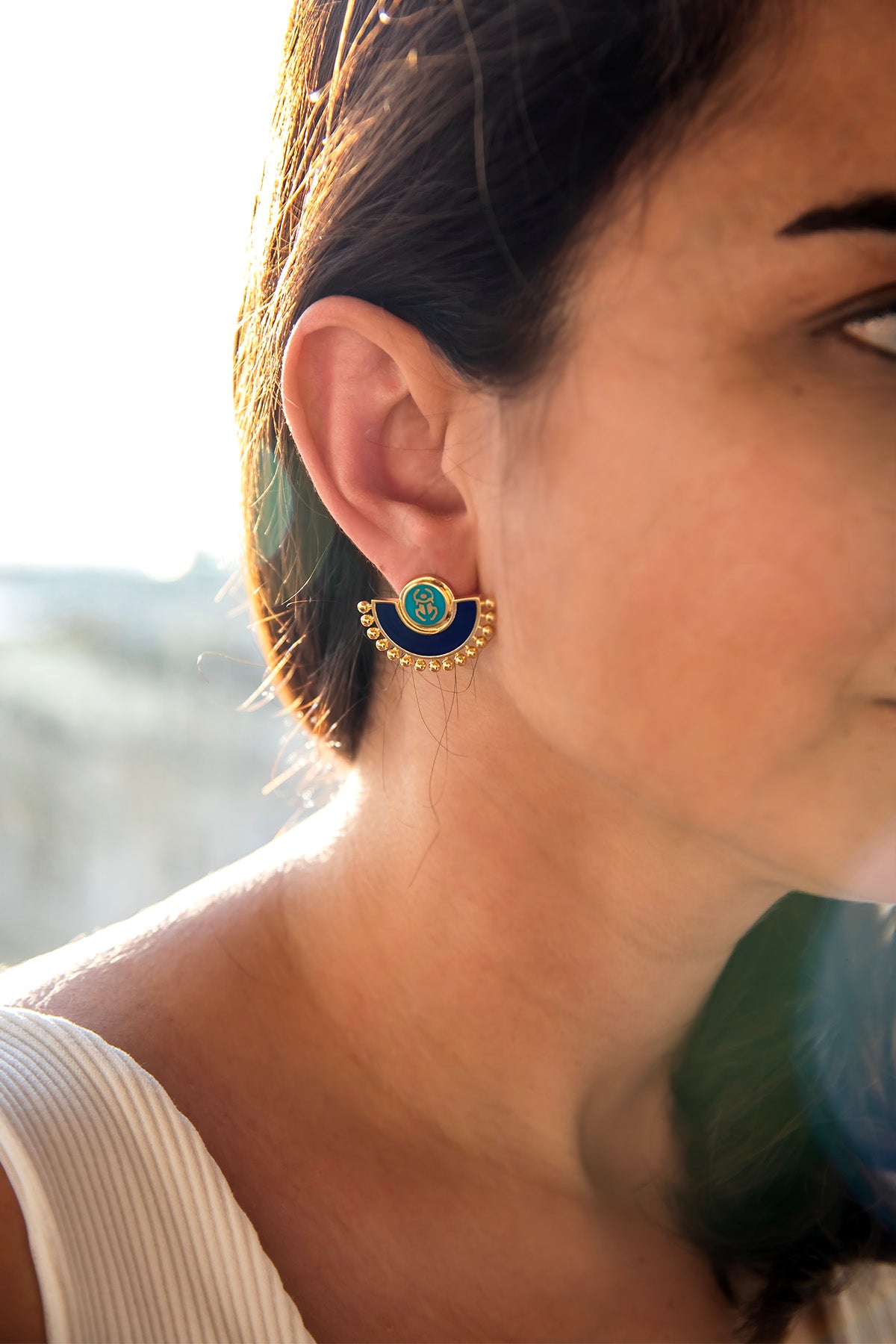 GURU BEE – Scarab Enamel Earrings