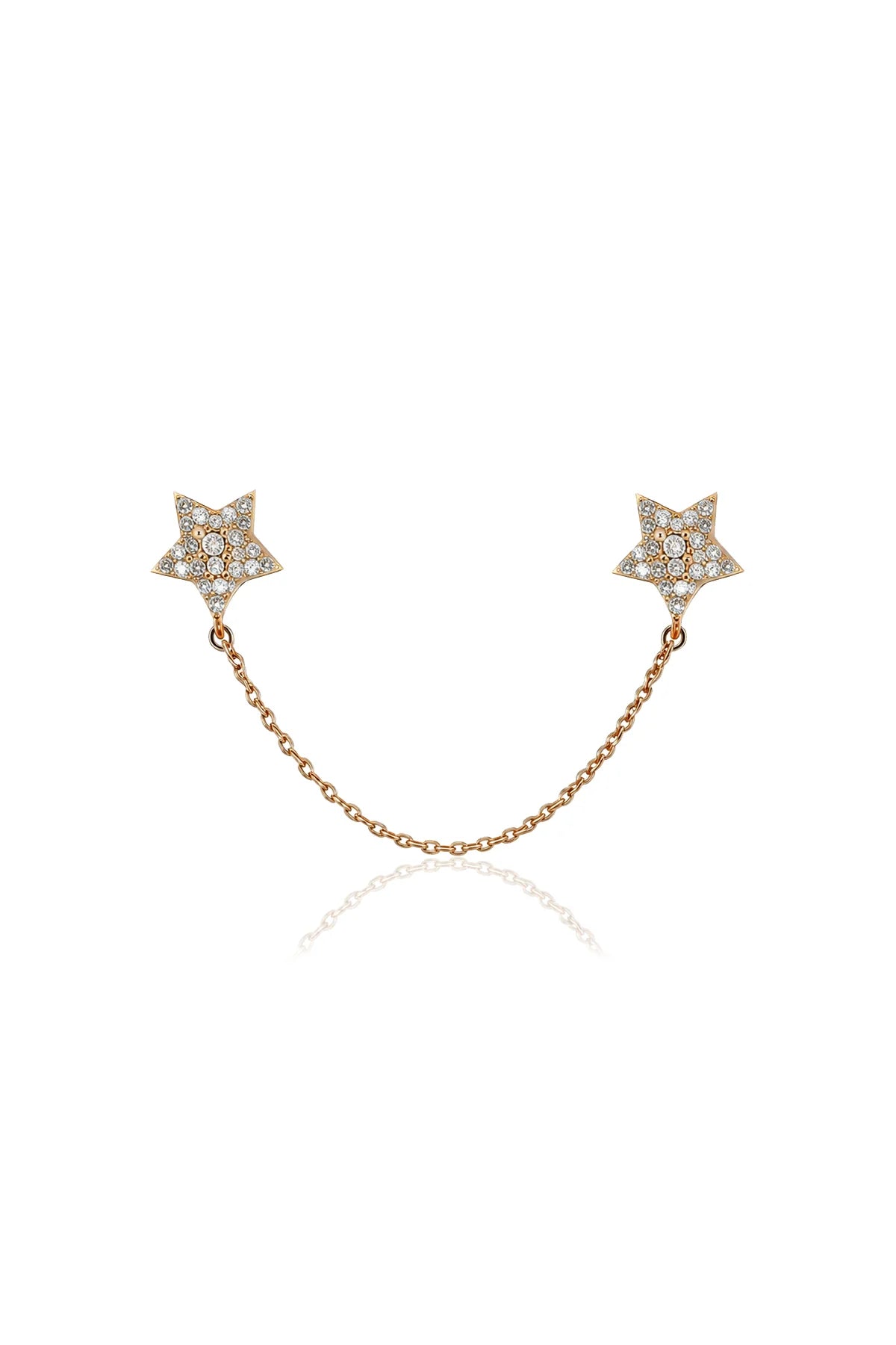 LINKED STARS – Double Star Chain Earrings