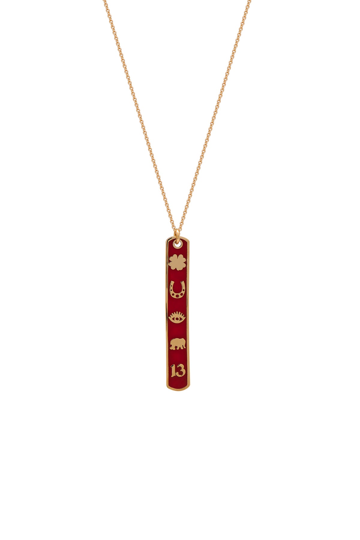 LUCKYOU - RED - Lucky Double-Sided Enamel Necklace