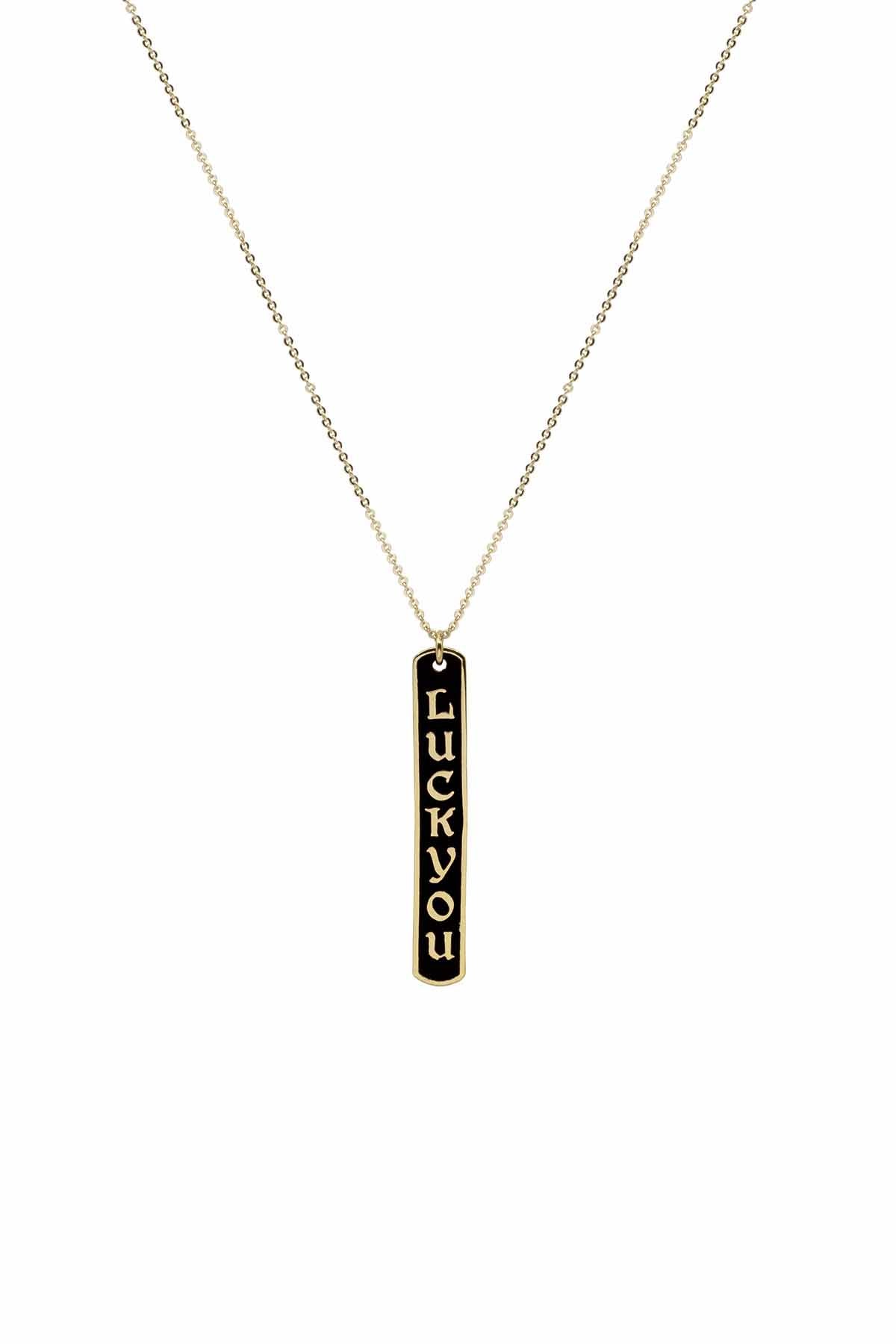 LUCKYOU- BLACK - Lucky Double-Sided Enamel Necklace