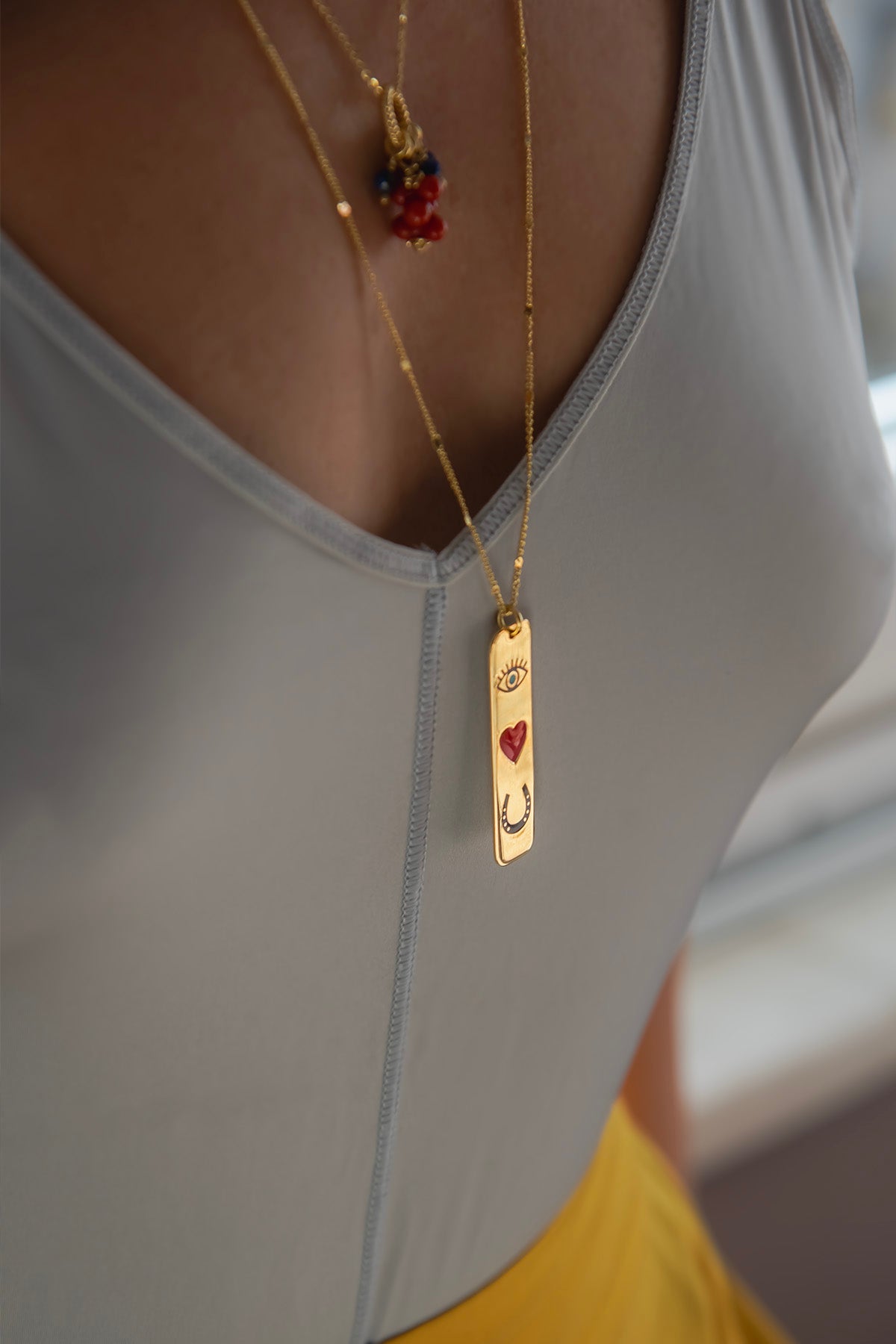 I LUV U – Symbolic Enamel Pendant Necklace