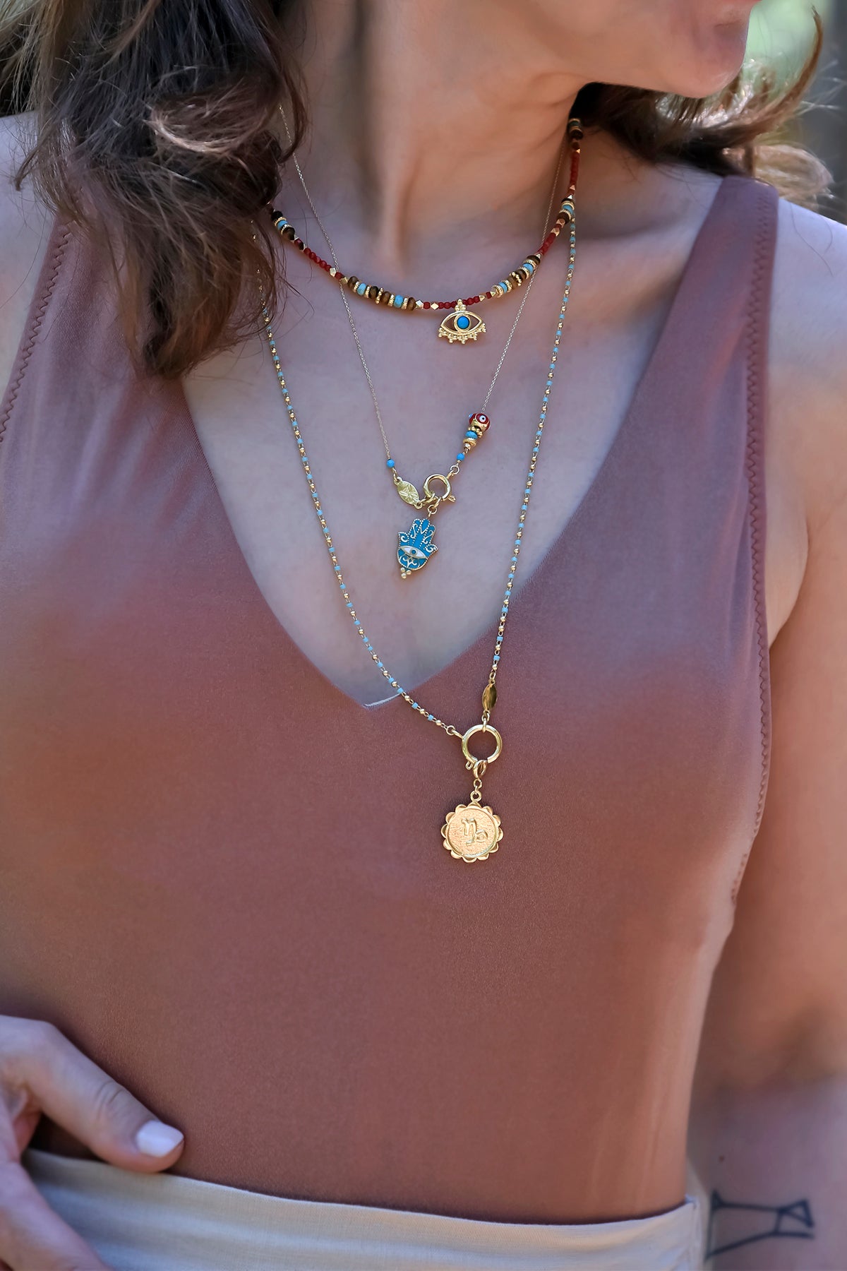 DIVINE - AZURE - Fatima's Hand Necklace