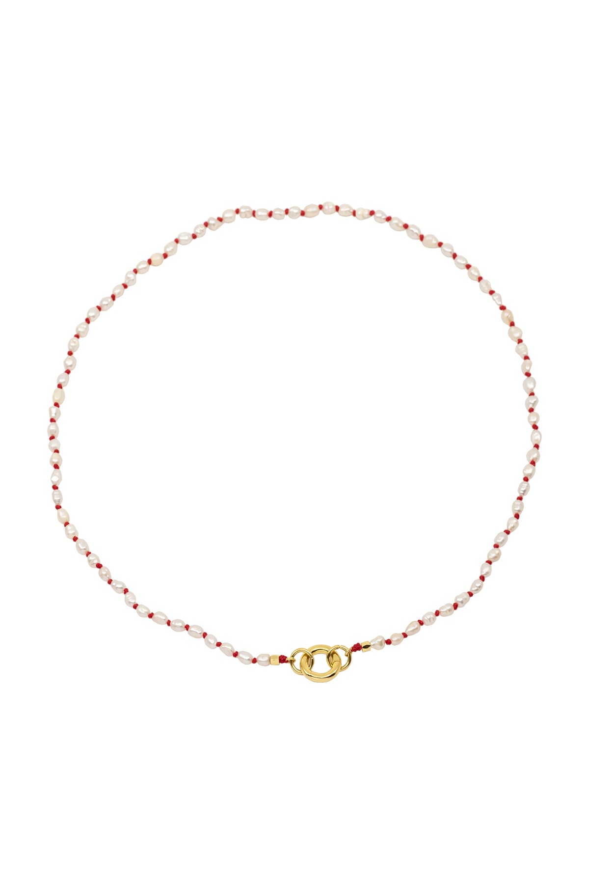 HIP RED – Silk Cord Pearl Charm Necklace