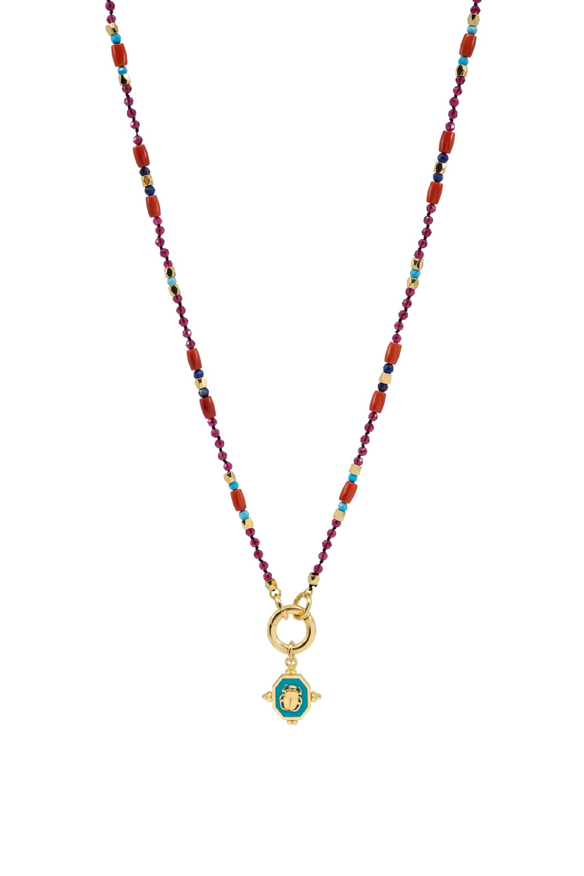 GRENADE – Mixed Gemstone Charm Necklace