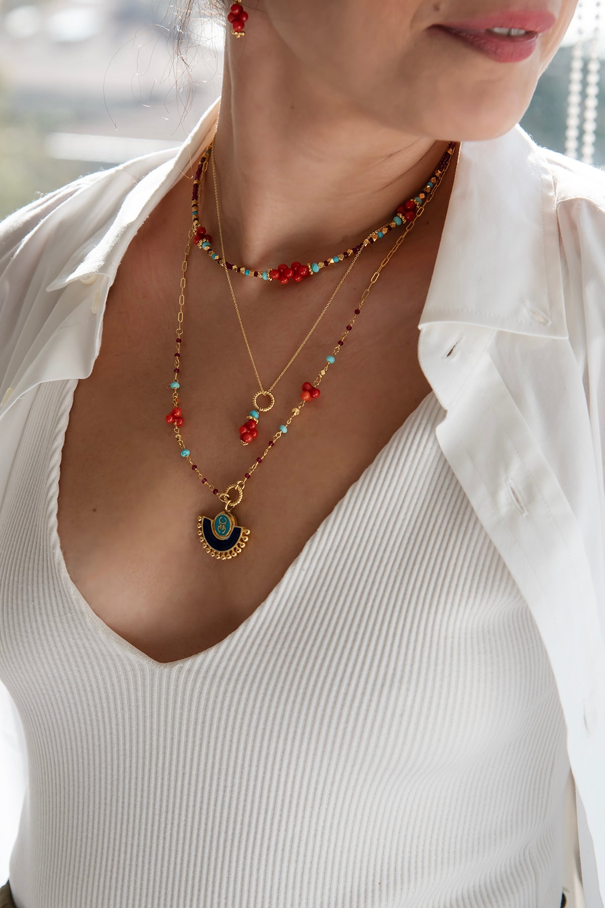 GRAPES – Coral & Gemstone Necklace