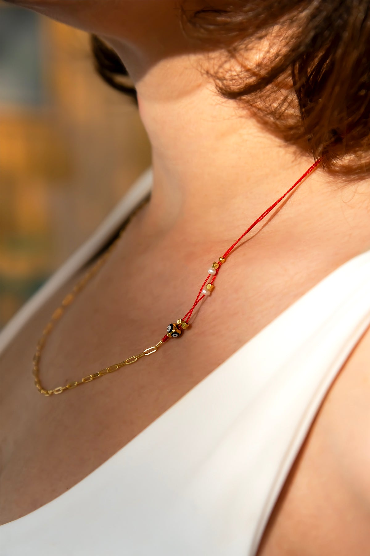 AURA – Minimalist Necklace with Red String