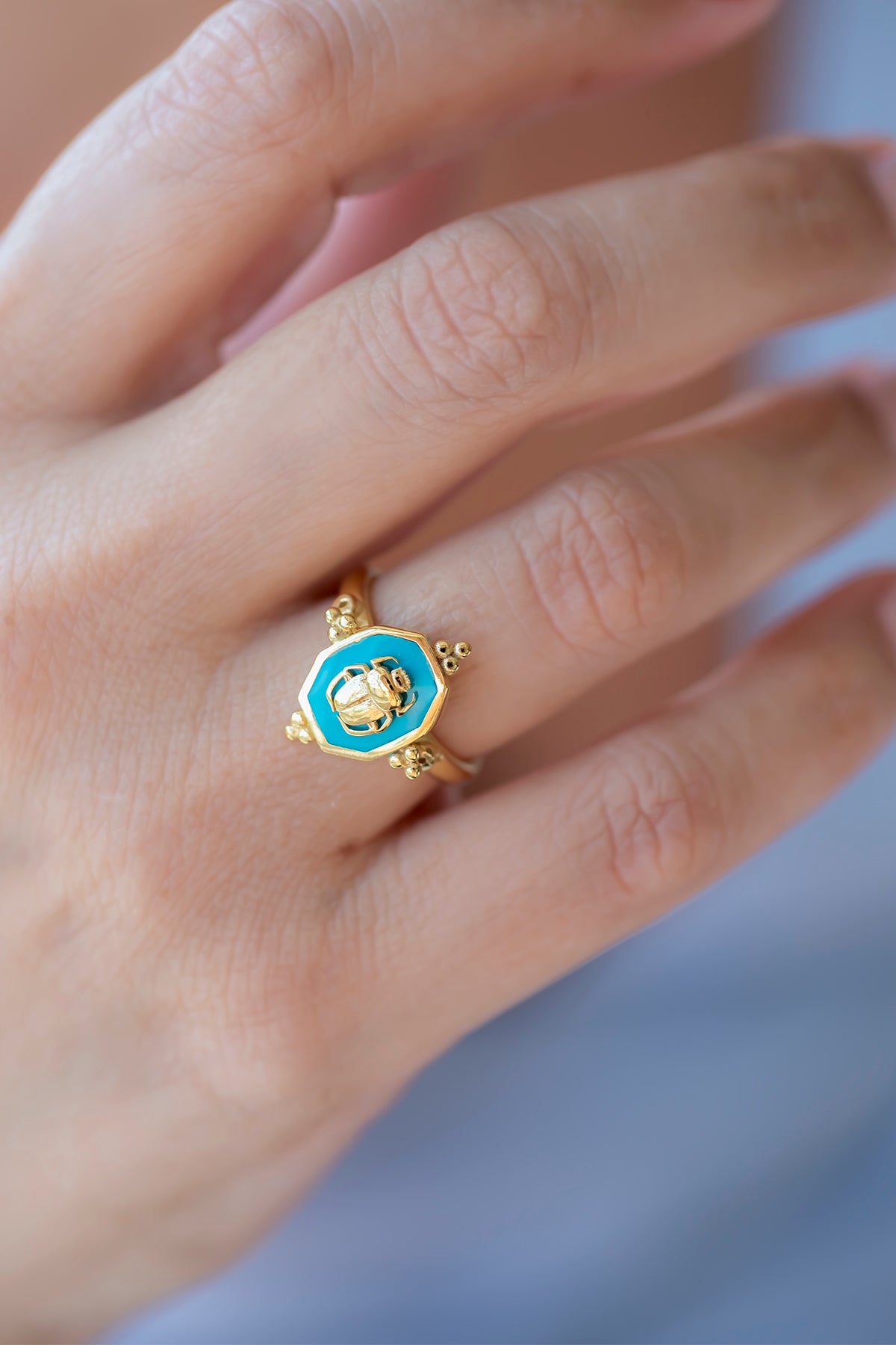 SCARAZURE – Turquoise Scarab Ring