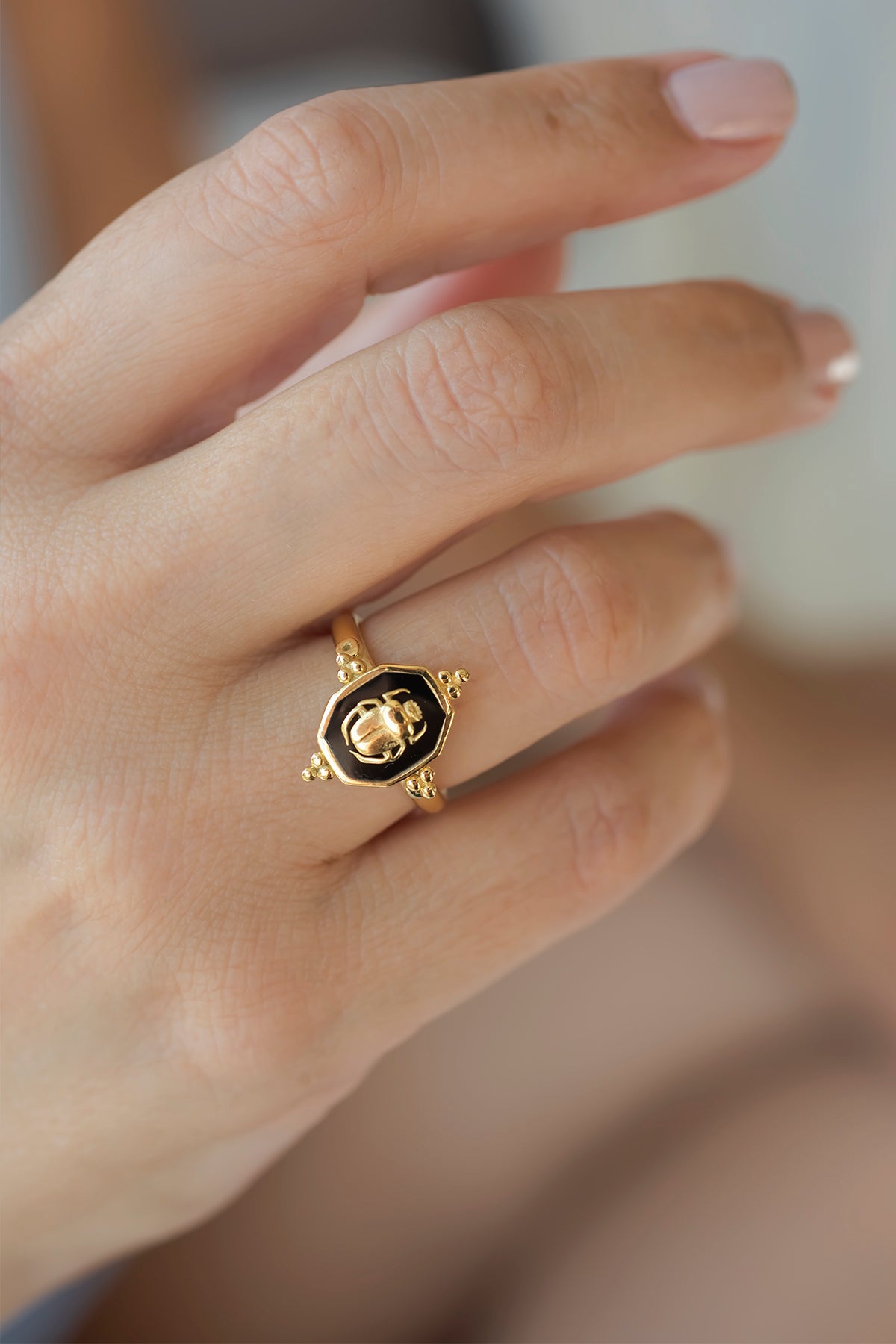 SCARABLACK β Scarab Signet Ring
