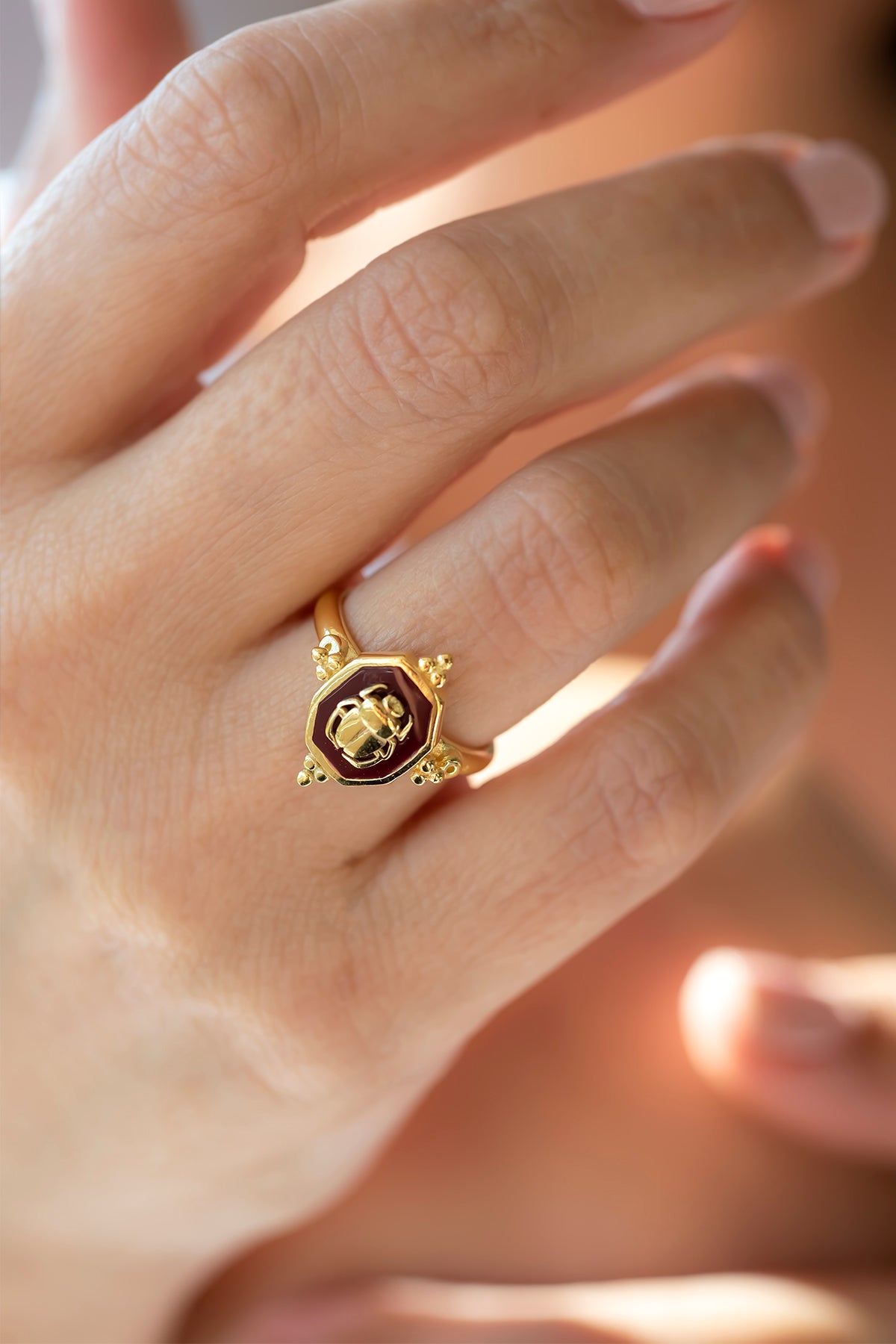 SCARABURG β Burgundy Scarab Ring
