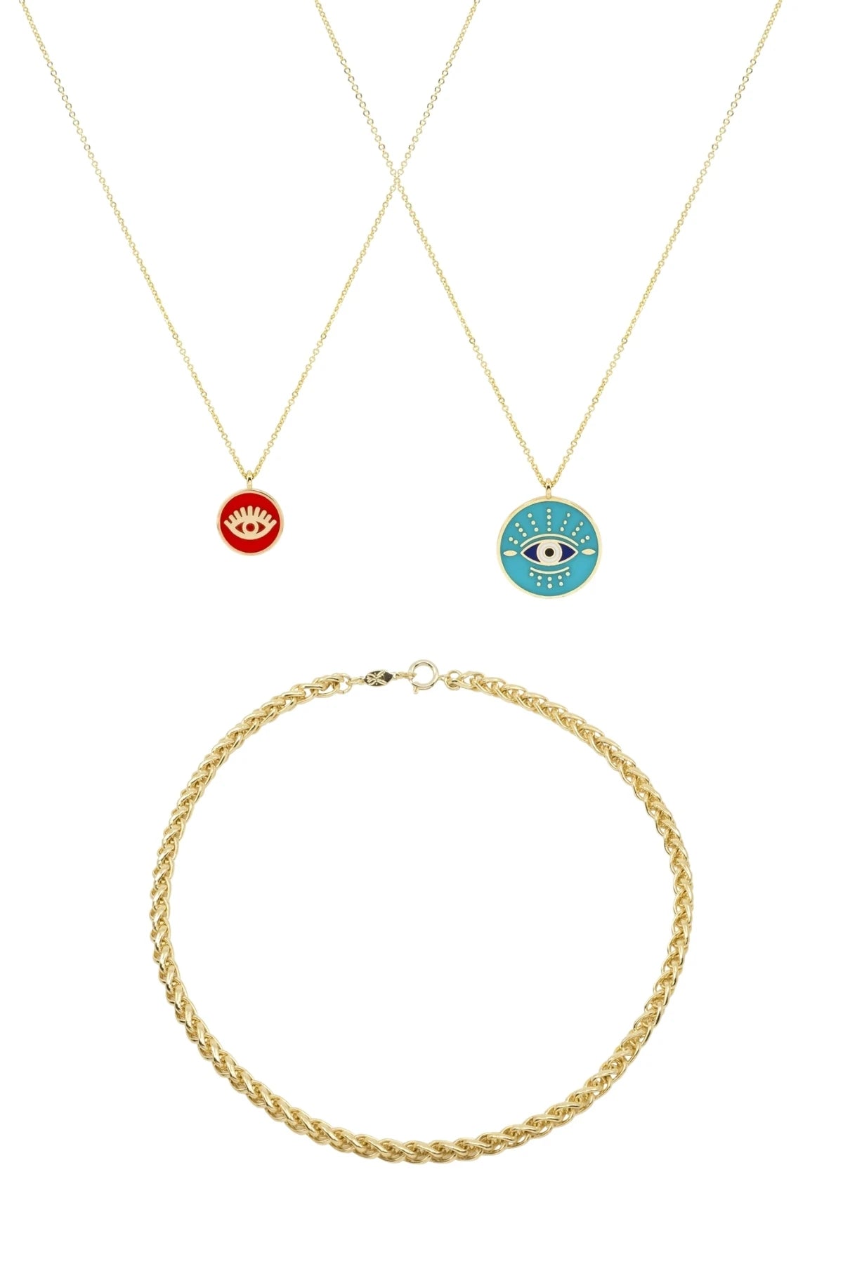 AMALFI – Enamel Medallion Layered Necklace Set