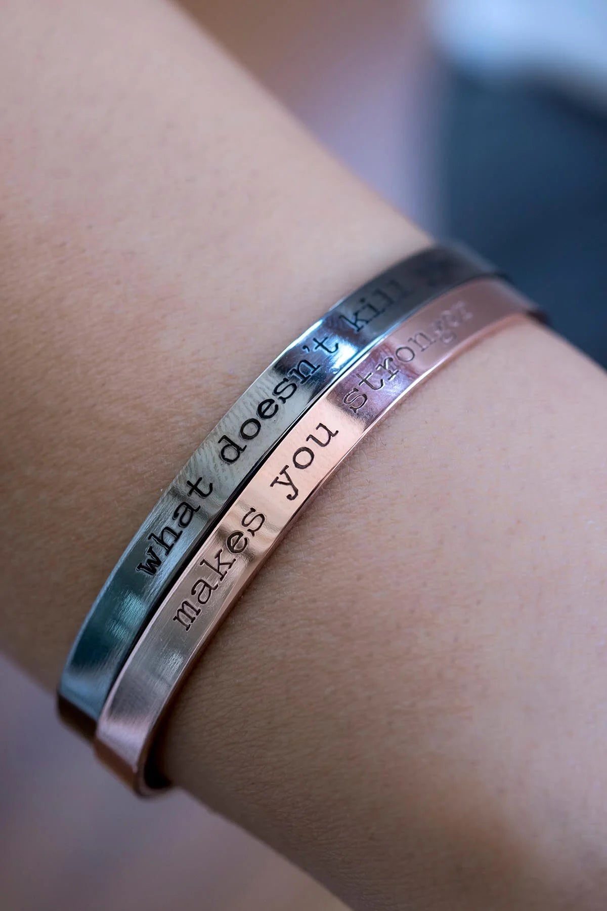 STRONGER - Set of Inspirational Cuff Bracelets