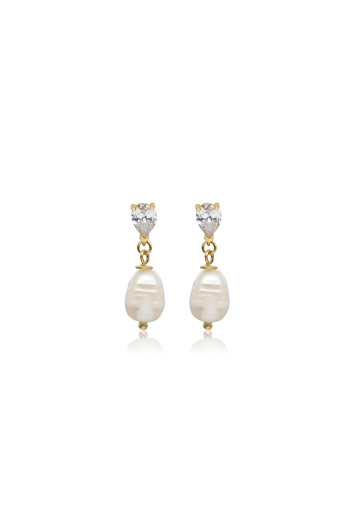 MIRELLE β Pearl Drop Earrings with Zircon Stud