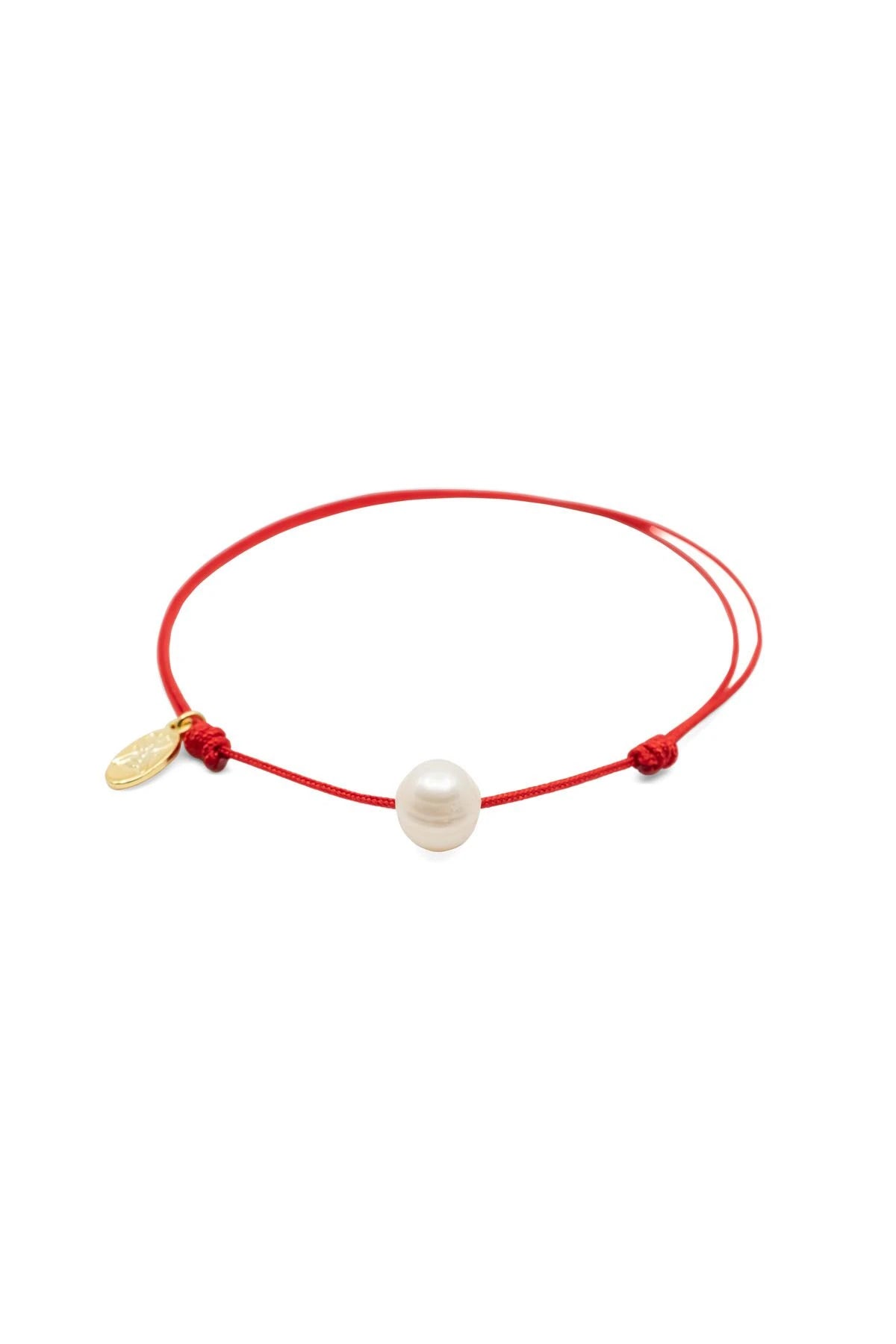 SINGLE PEARL - White - Red String Pearl Anklet