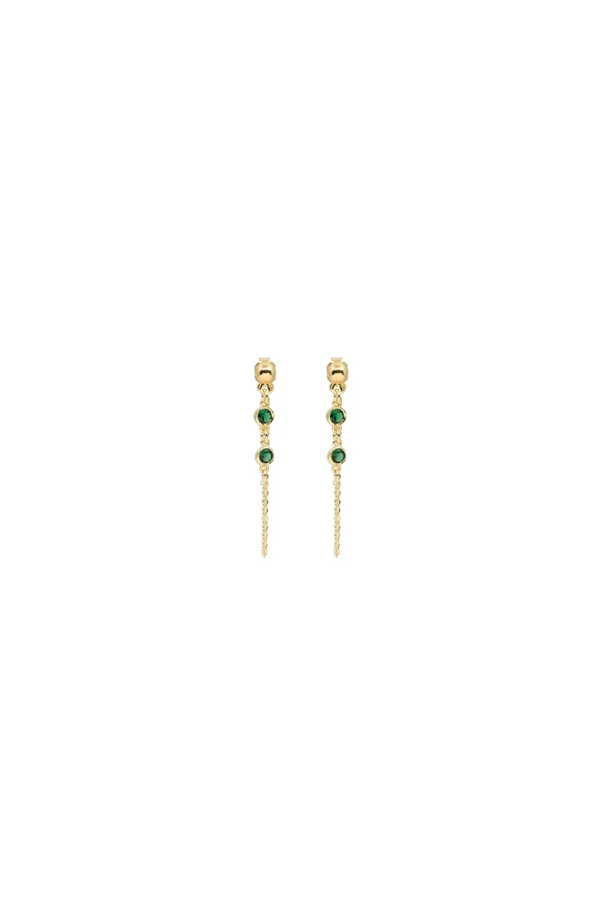 RITA β Emerald Green CZ Chain Drop Earrings