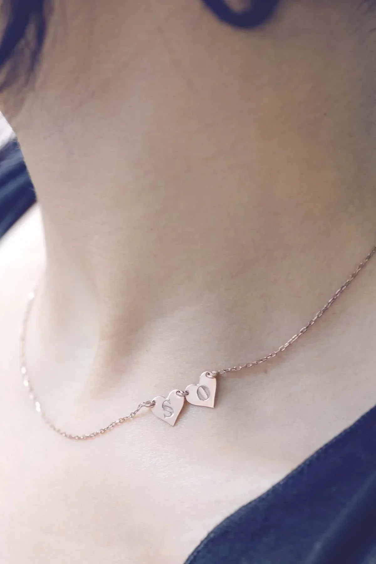 TWIN HEARTS - Personalized Heart Necklace with Initials