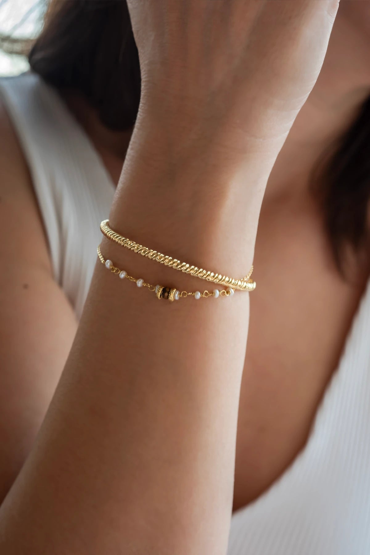 JUNIPER – Pearl & Tiger’s Eye Bracelet