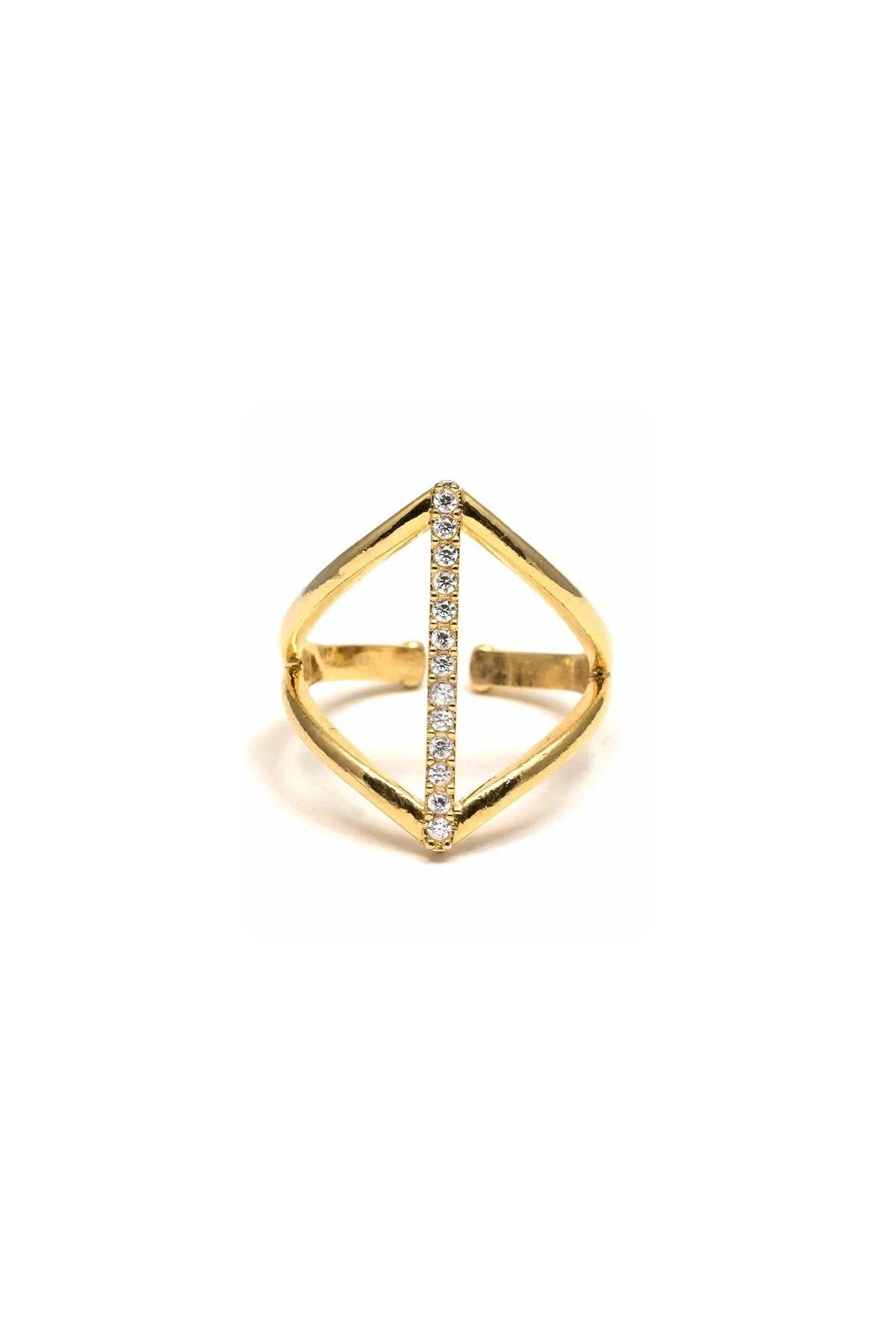 SINGLE GOLDEN β Geometric CZ Accent Ring