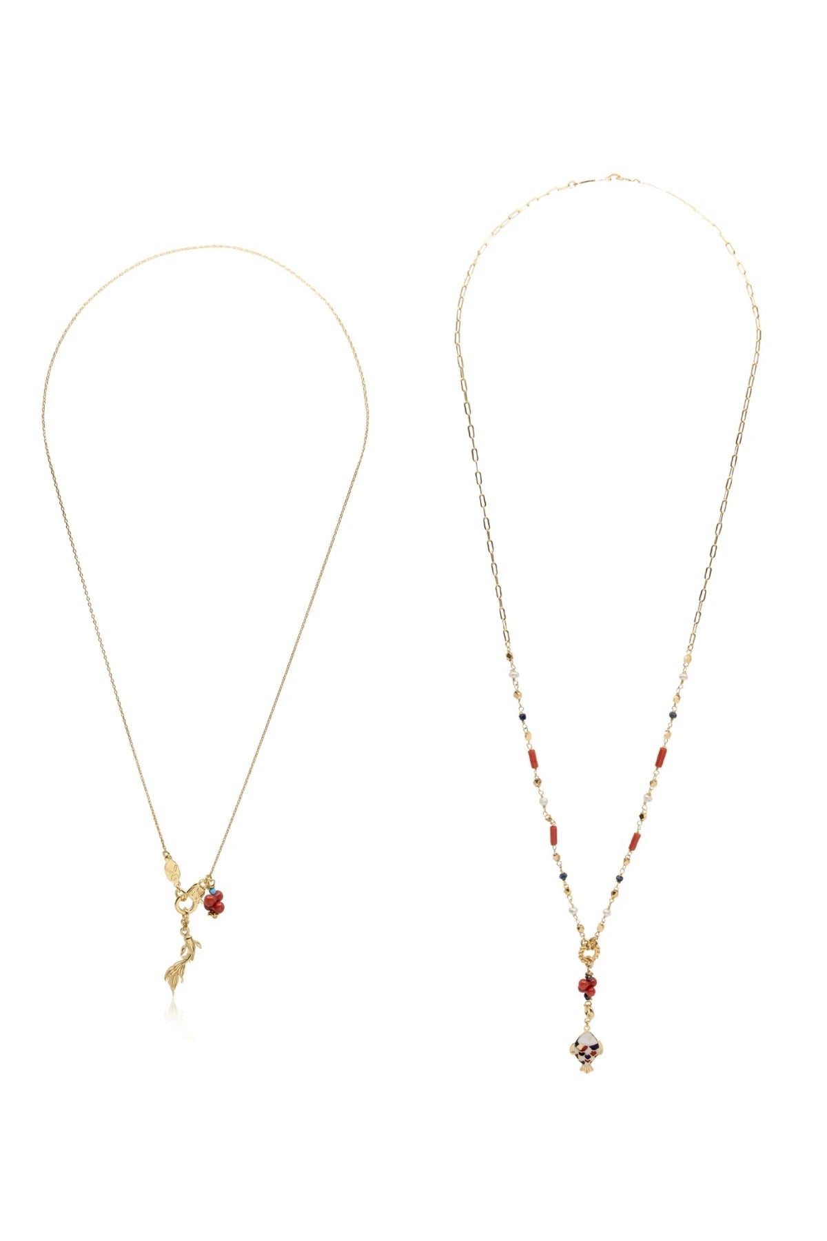 LUCKY FISH – Fish Charm Layered Necklace Duo