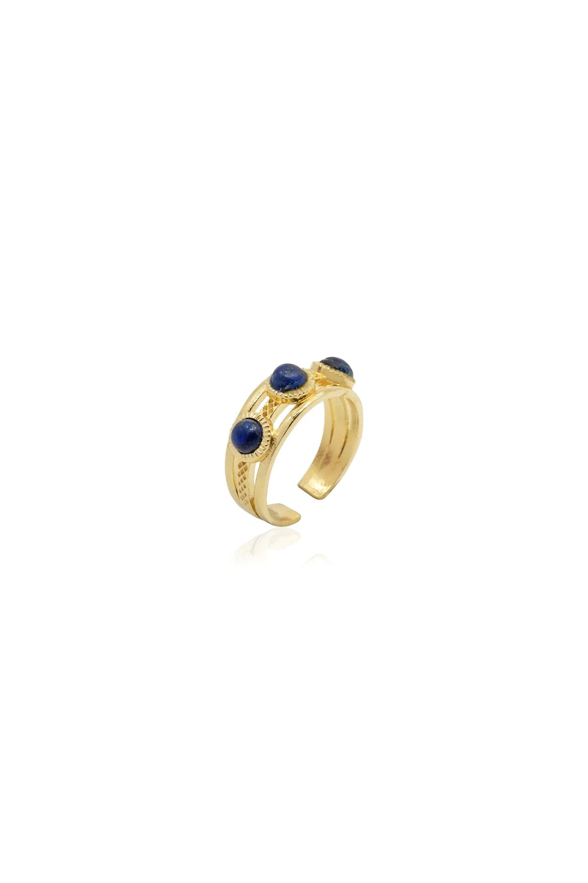 REINA NAVY – Lapis Lazuli Triple-Band Ring