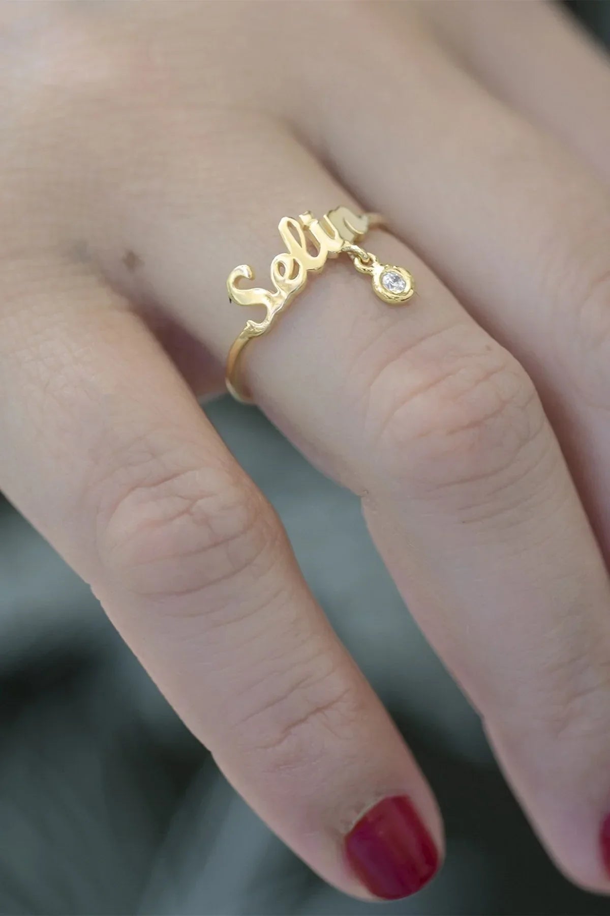 SHINY NAME – Personalized Dangling CZ Name Ring