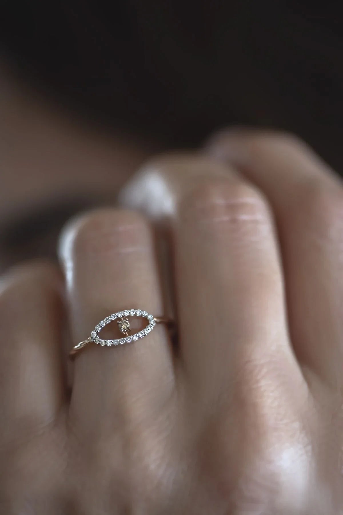 ZARA – 14K Rose Gold Diamond Eye Ring