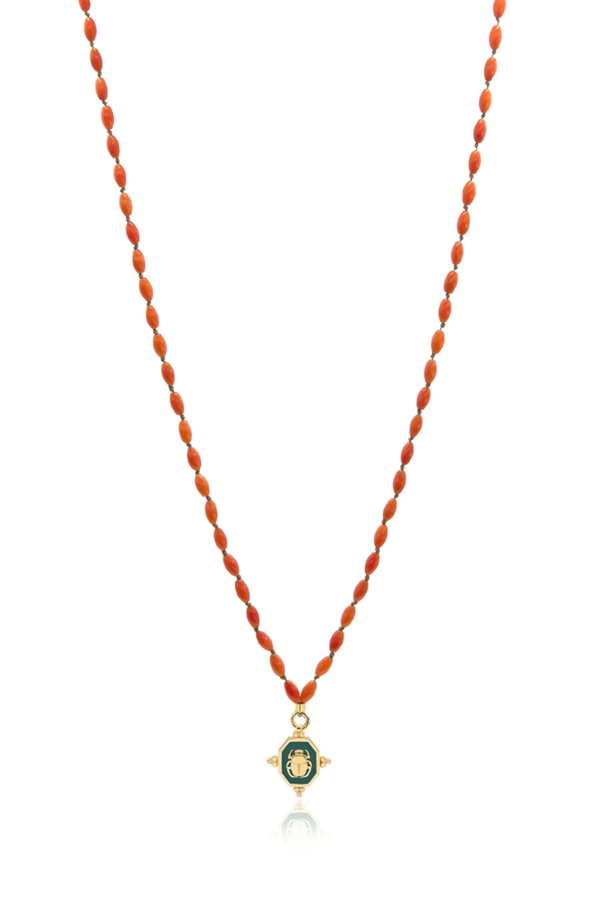 SCARAGREEN – Coral Scarab Necklace