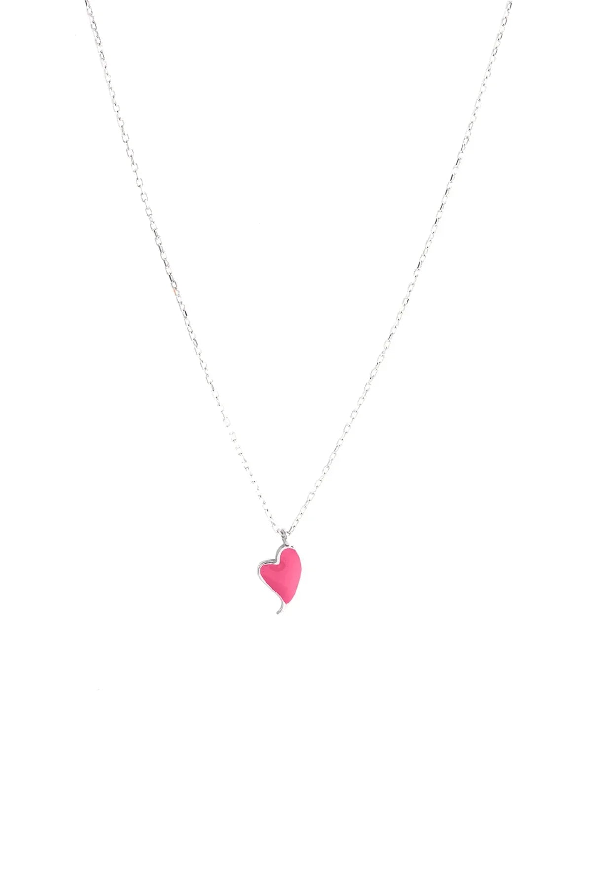LOLA HEARTBEAT – Pink Enamel Heart Pendant Necklace