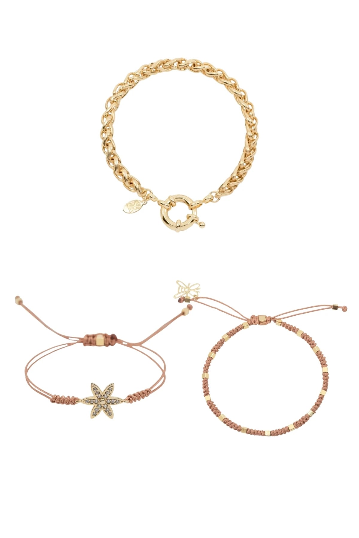 HERRINGBONE – Chain & Cord Layered Bracelet Set