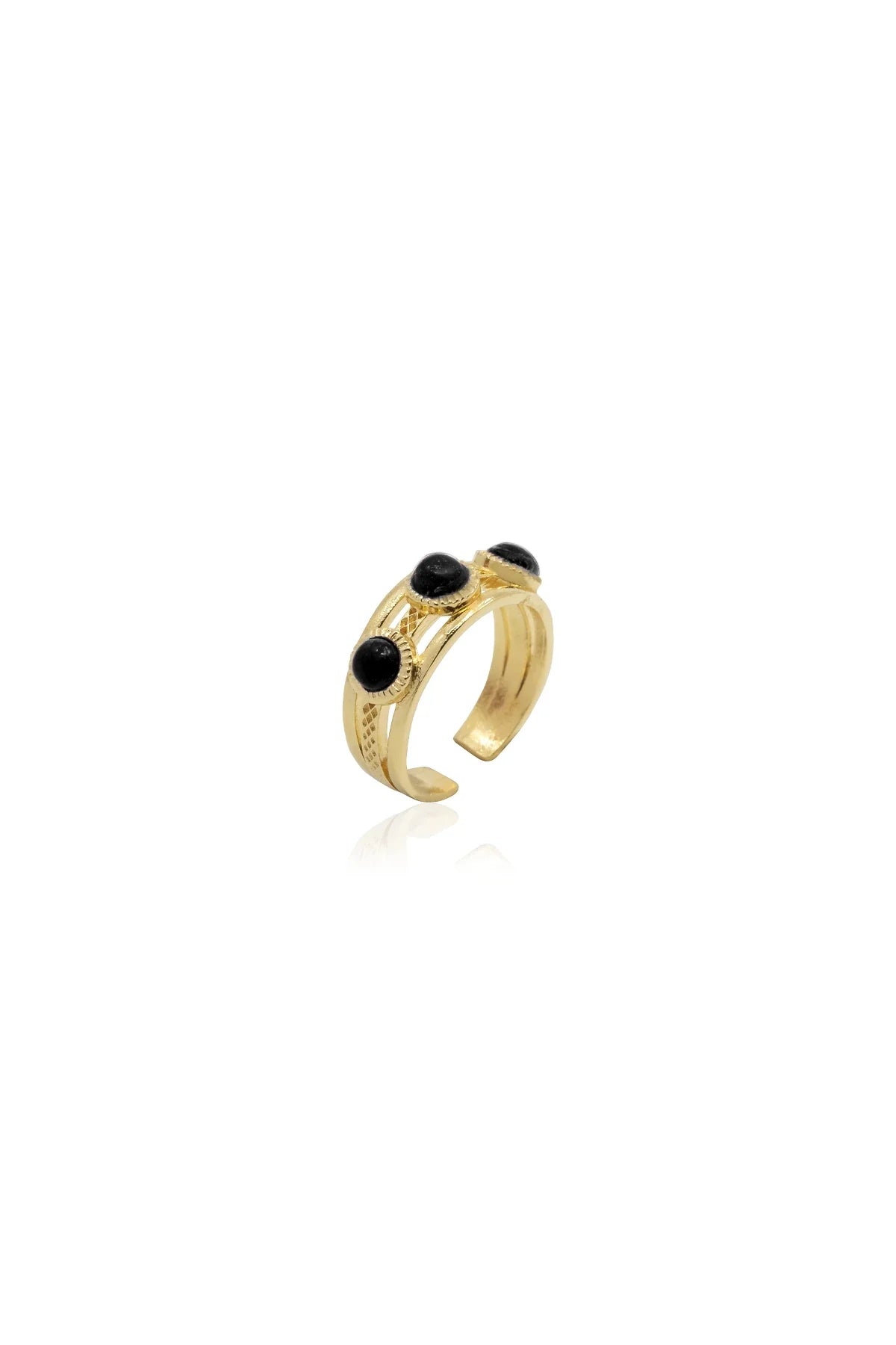 REINA BLACK – Onyx Triple-Band Ring