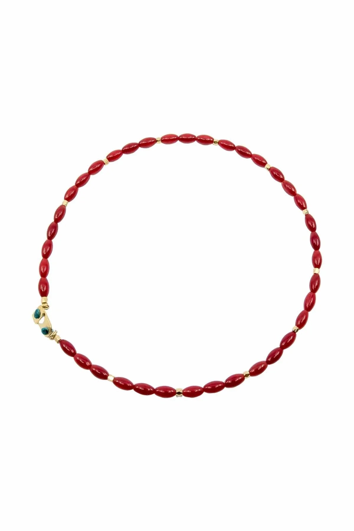 RED BEAN β Barley Coral Necklace
