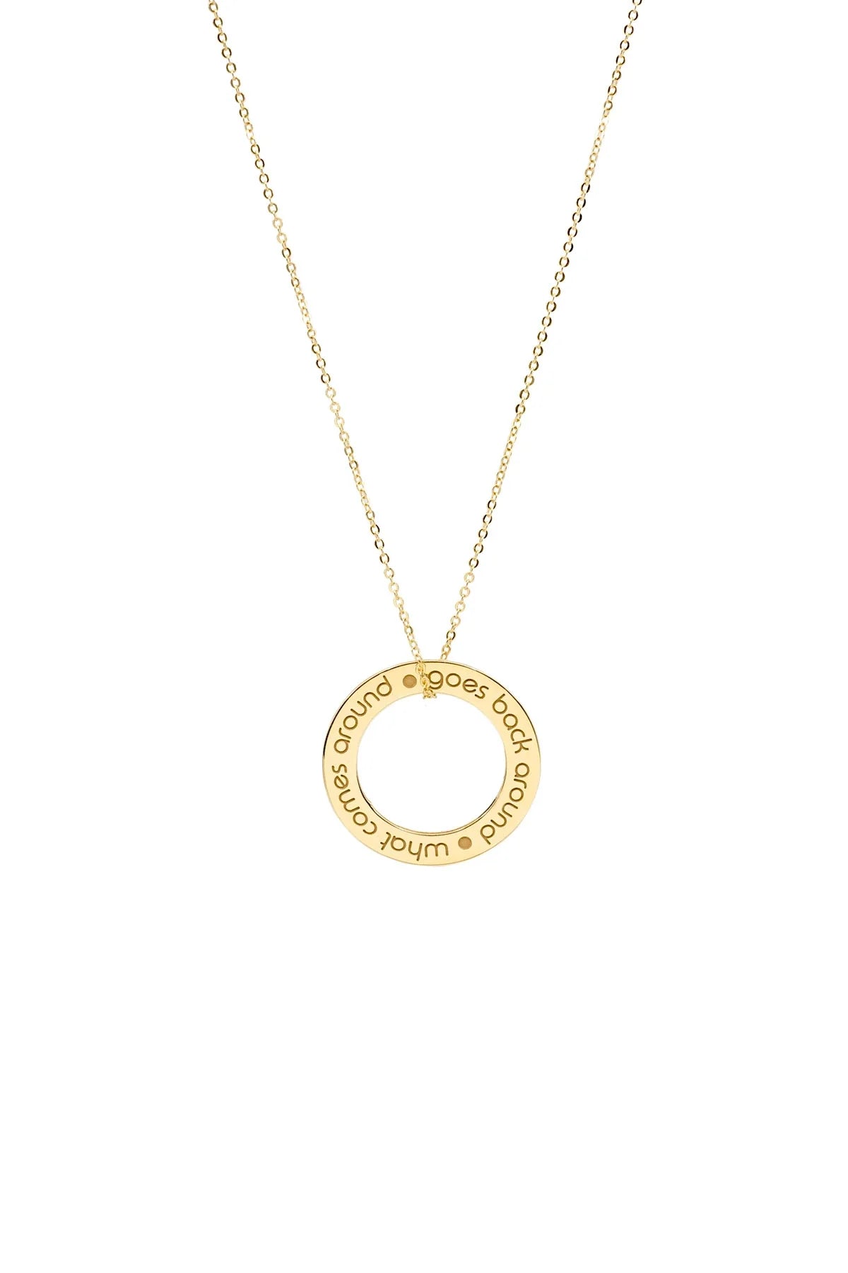 KARMA – Engraved Circle Pendant Necklace