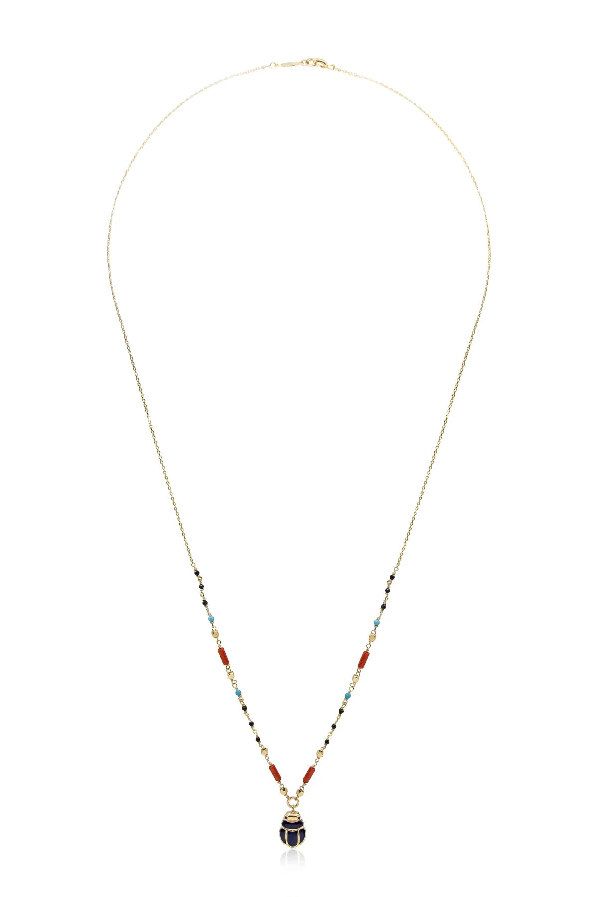 SCARABEE – INDIGO - Wire-Wrapped Scarab Necklace