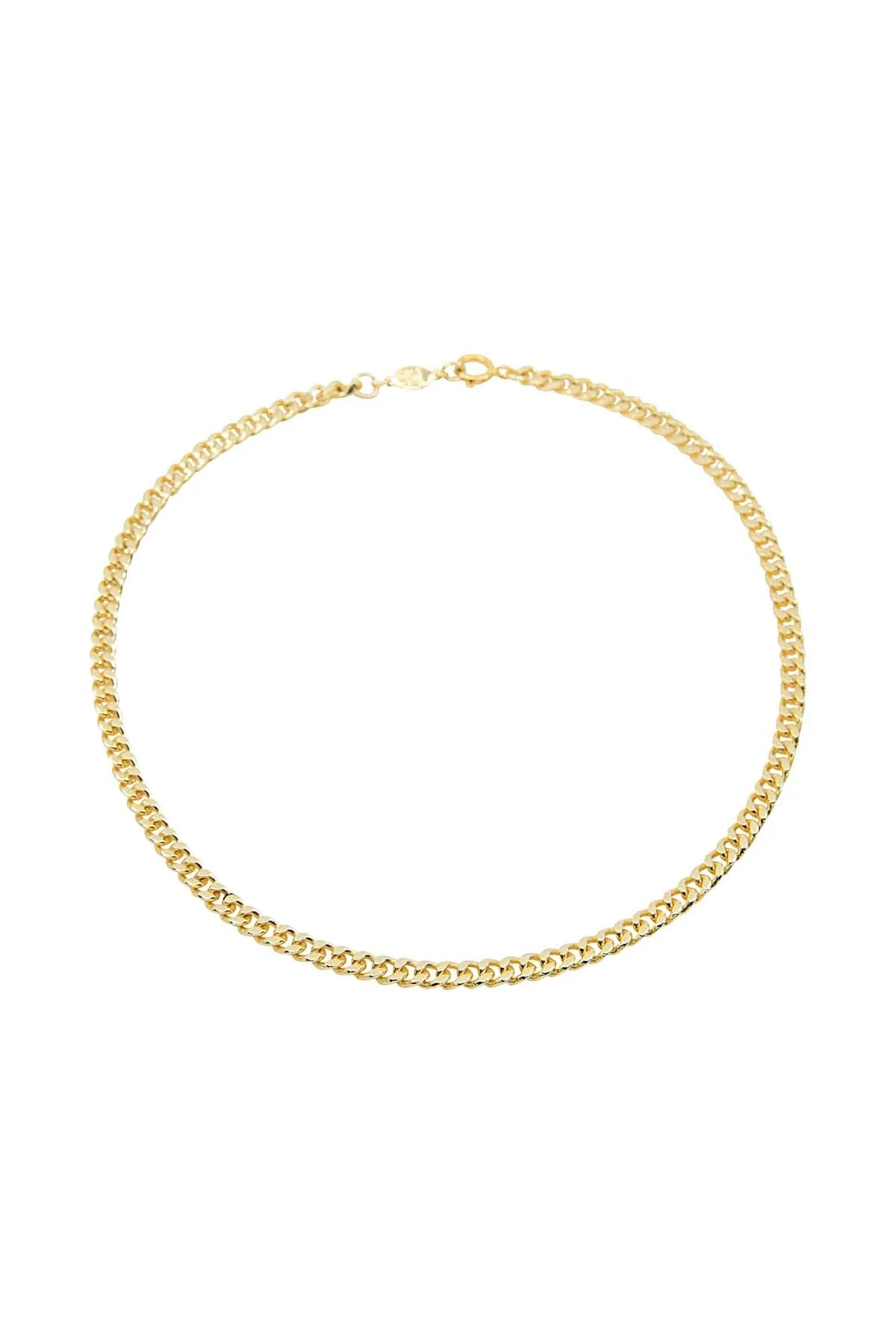 Gold chain necklace on a white background