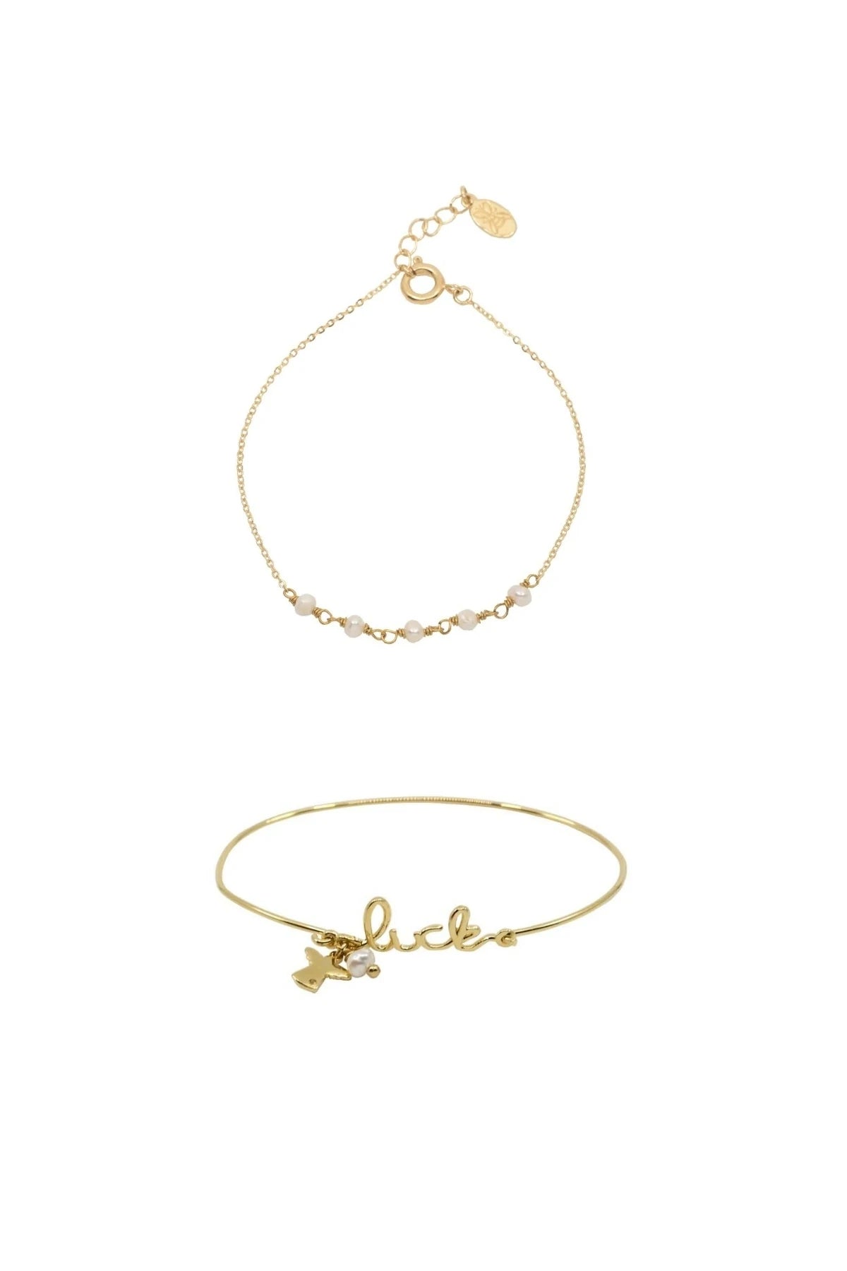 MINI LUCK – Pearl & Lucky Charm Bracelet Set