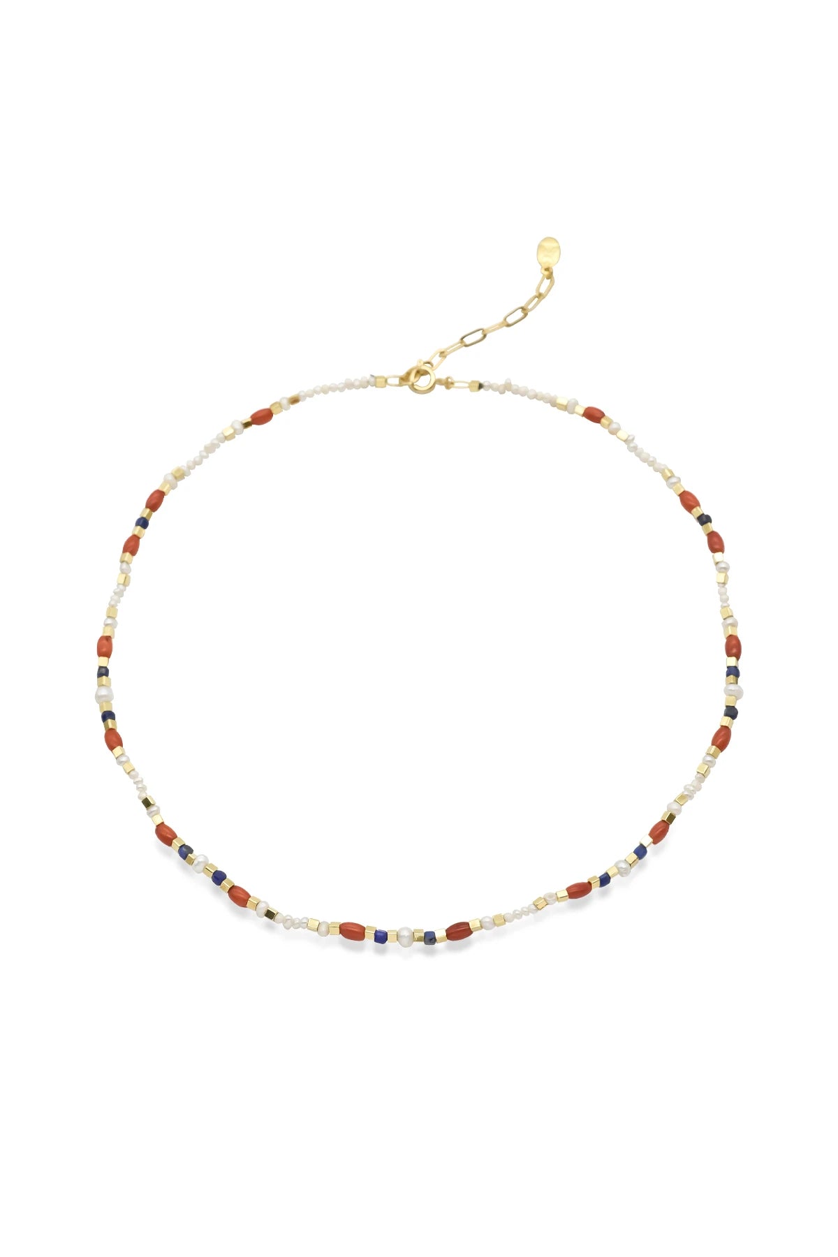 SORIA – Pearl, Coral & Lapis Necklace