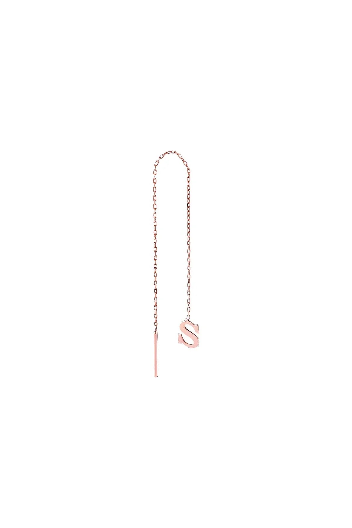 LETTER β Initial Chain Drop Earring
