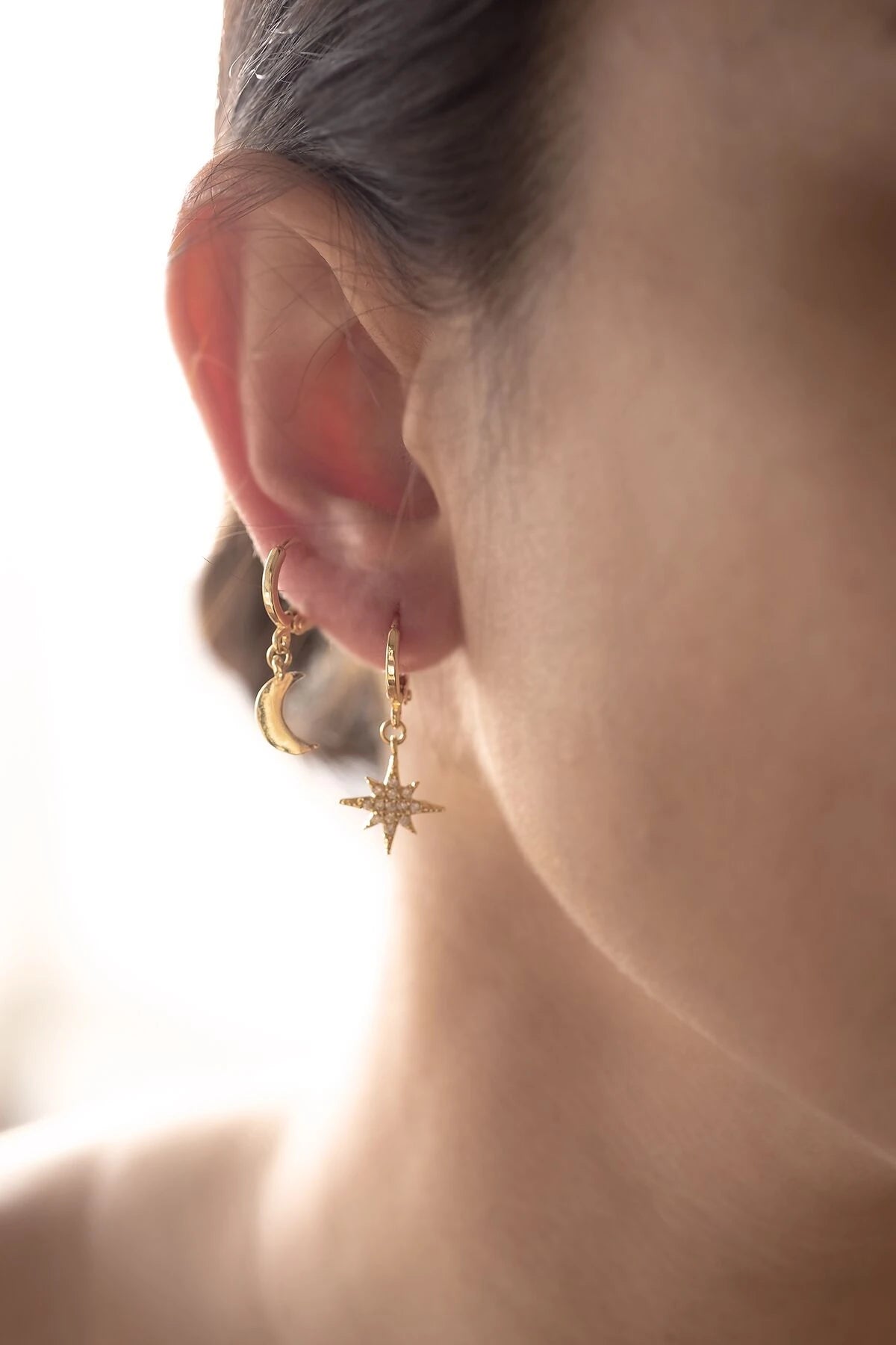 LUNA - Little Moon Huggie Earrings