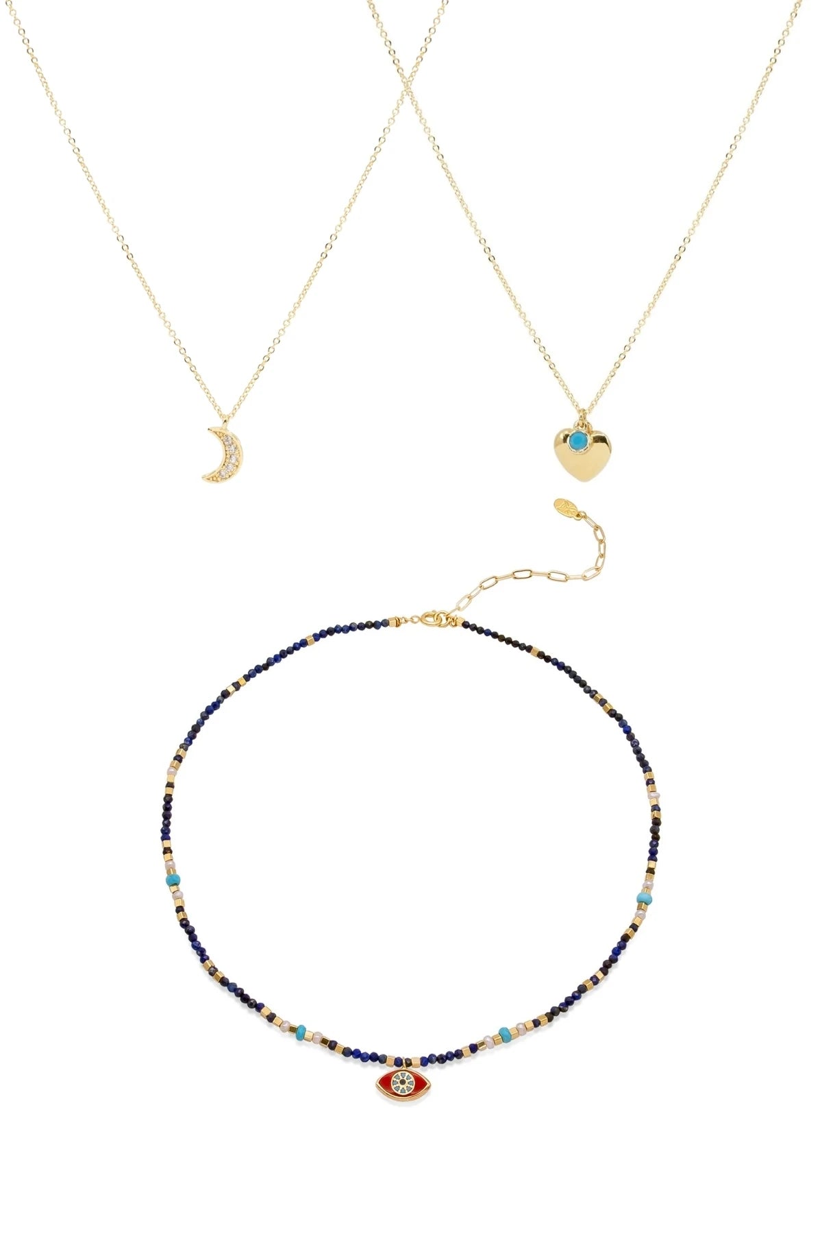 TINY MINI – Layered Gemstone & Mini Pendant Necklace Set