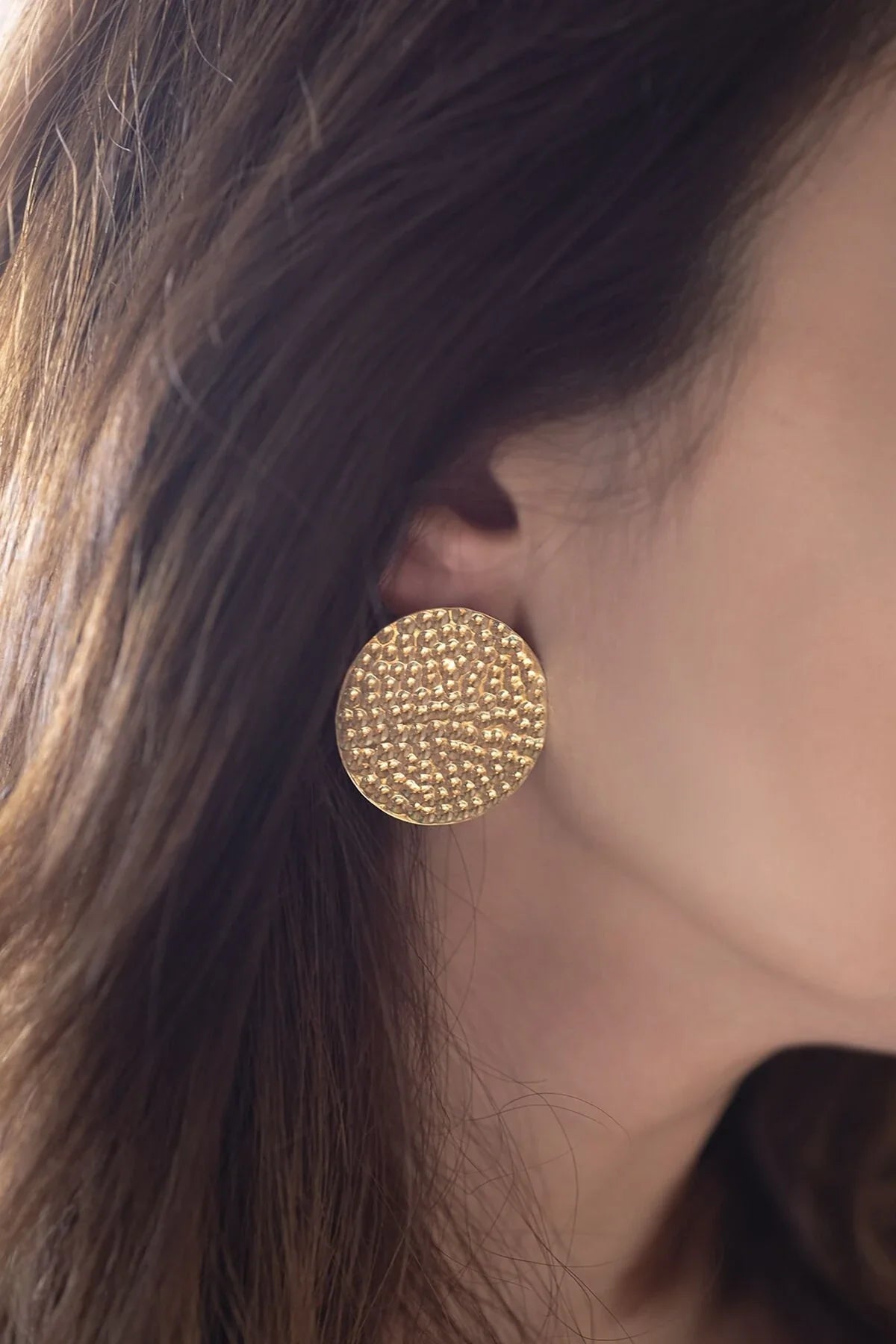 MOON – Textured Disc Stud Earrings