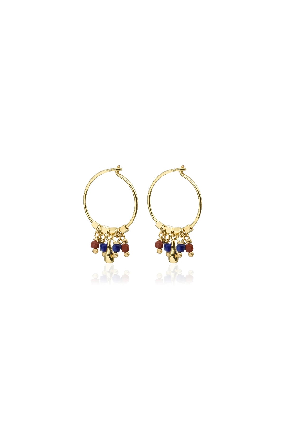 LUNETTA – Gemstone Drop Hoop Earrings