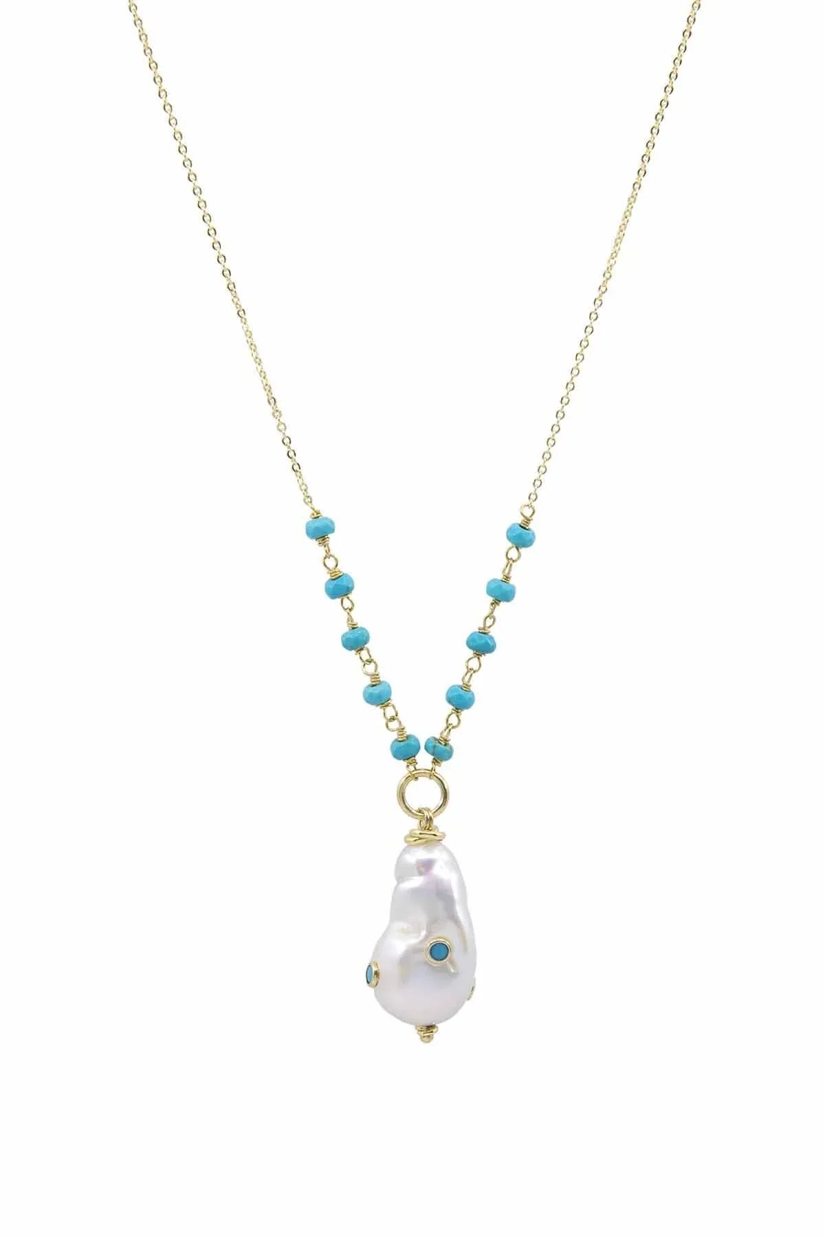 BLUE SNOW β Turquoise & Baroque Pearl Necklace